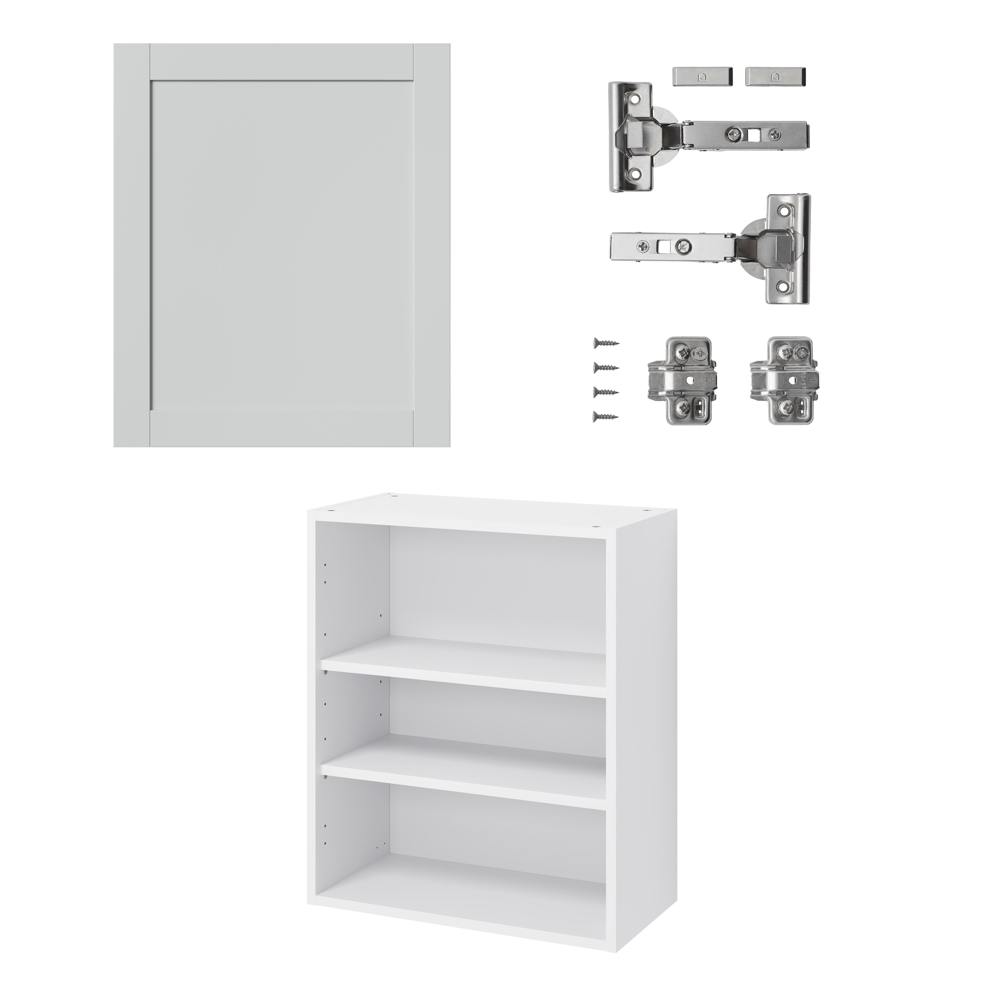 GoodHome Ashmead Matt dove grey Wall Kitchen cabinet (W) 600mm (H)720mm