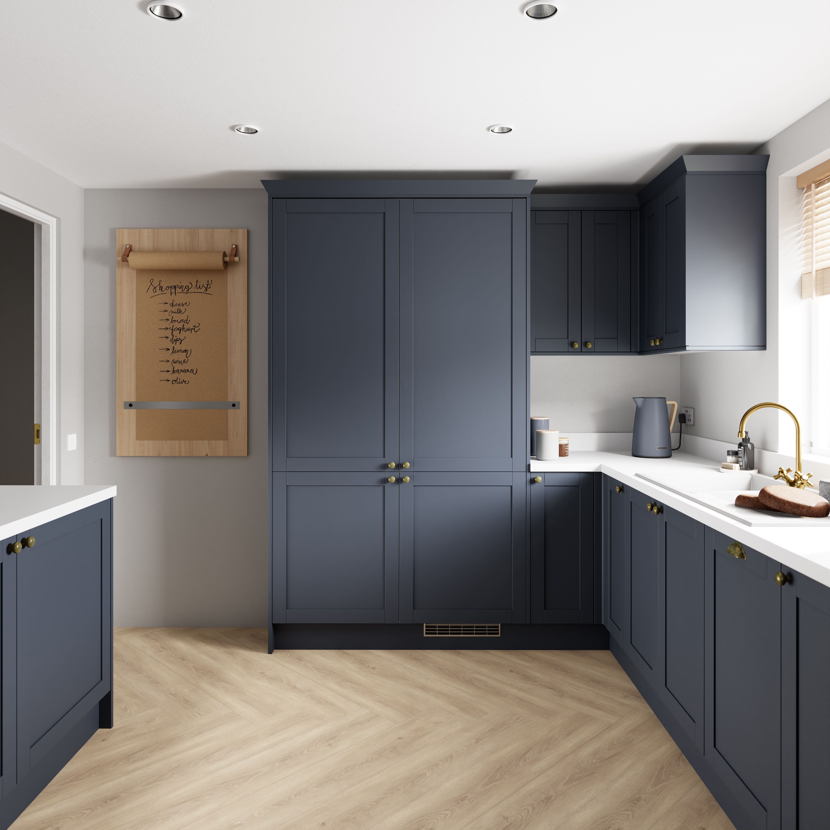 GoodHome Ashmead Matt midnight blue 3 drawer cabinet front (H)715mm (W)497mm (T)16mm
