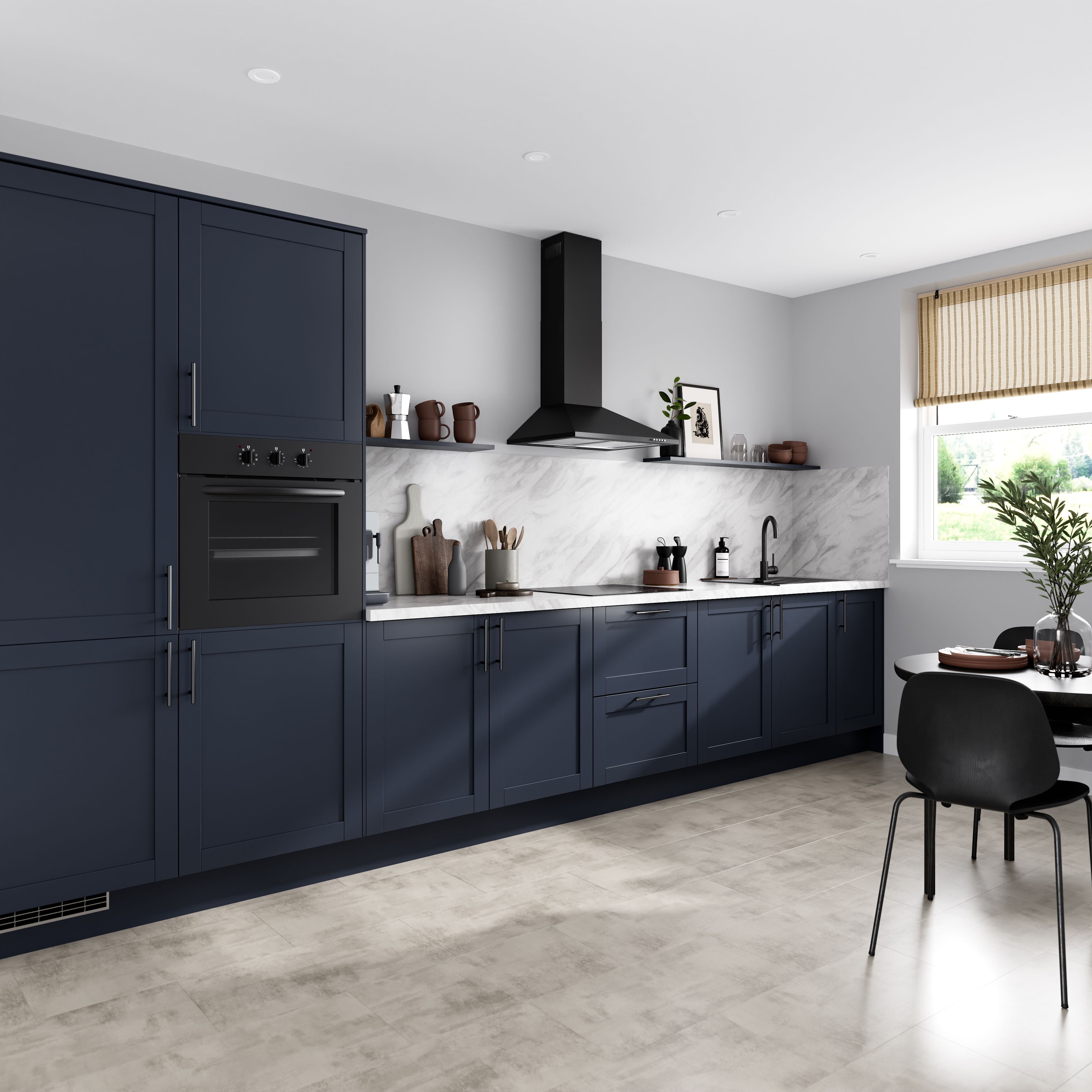 GoodHome Ashmead Matt midnight blue Smooth Cornice, (L)2400mm (H)75mm