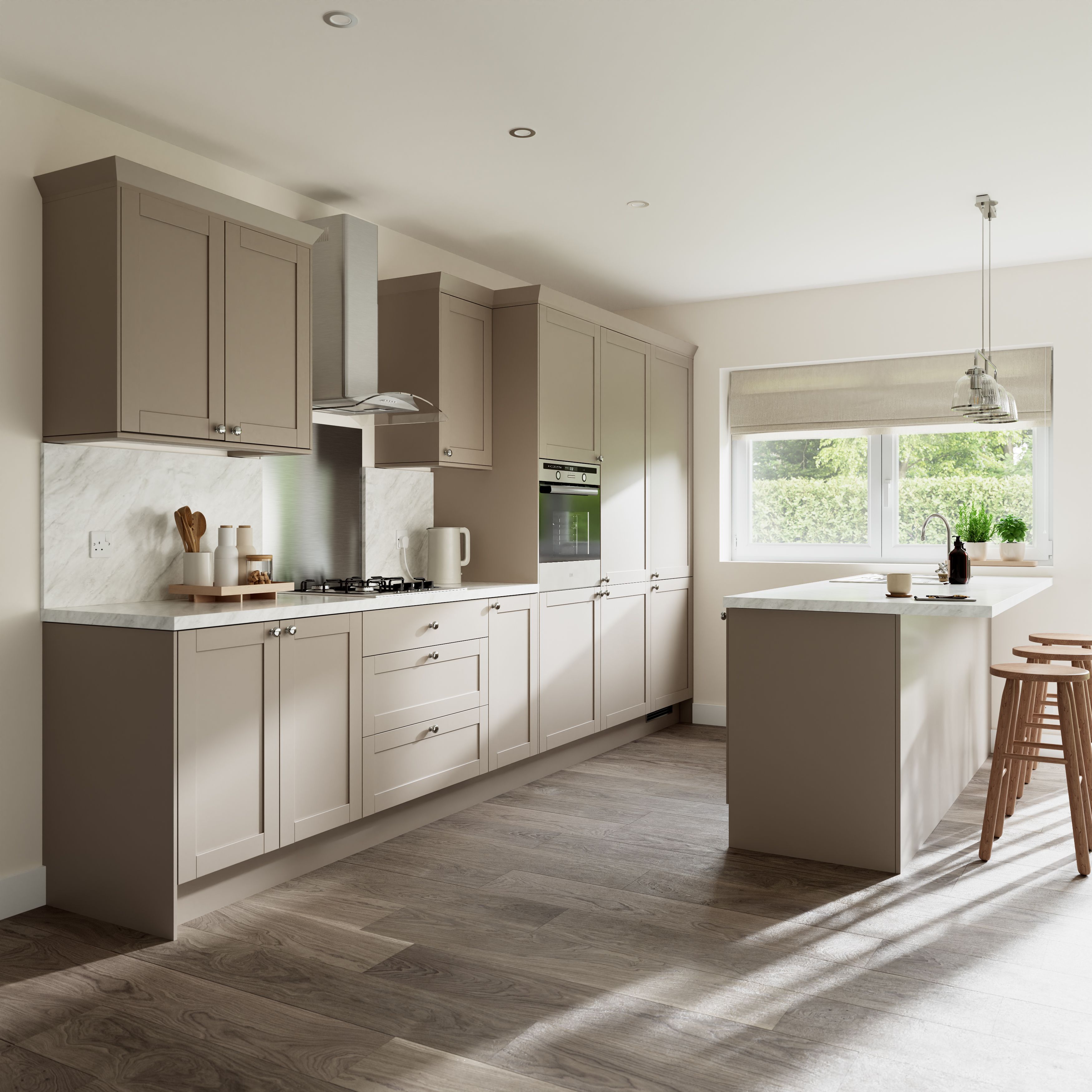 GoodHome Ashmead Matt pebble Smooth Cornice, (L)2400mm (H)75mm