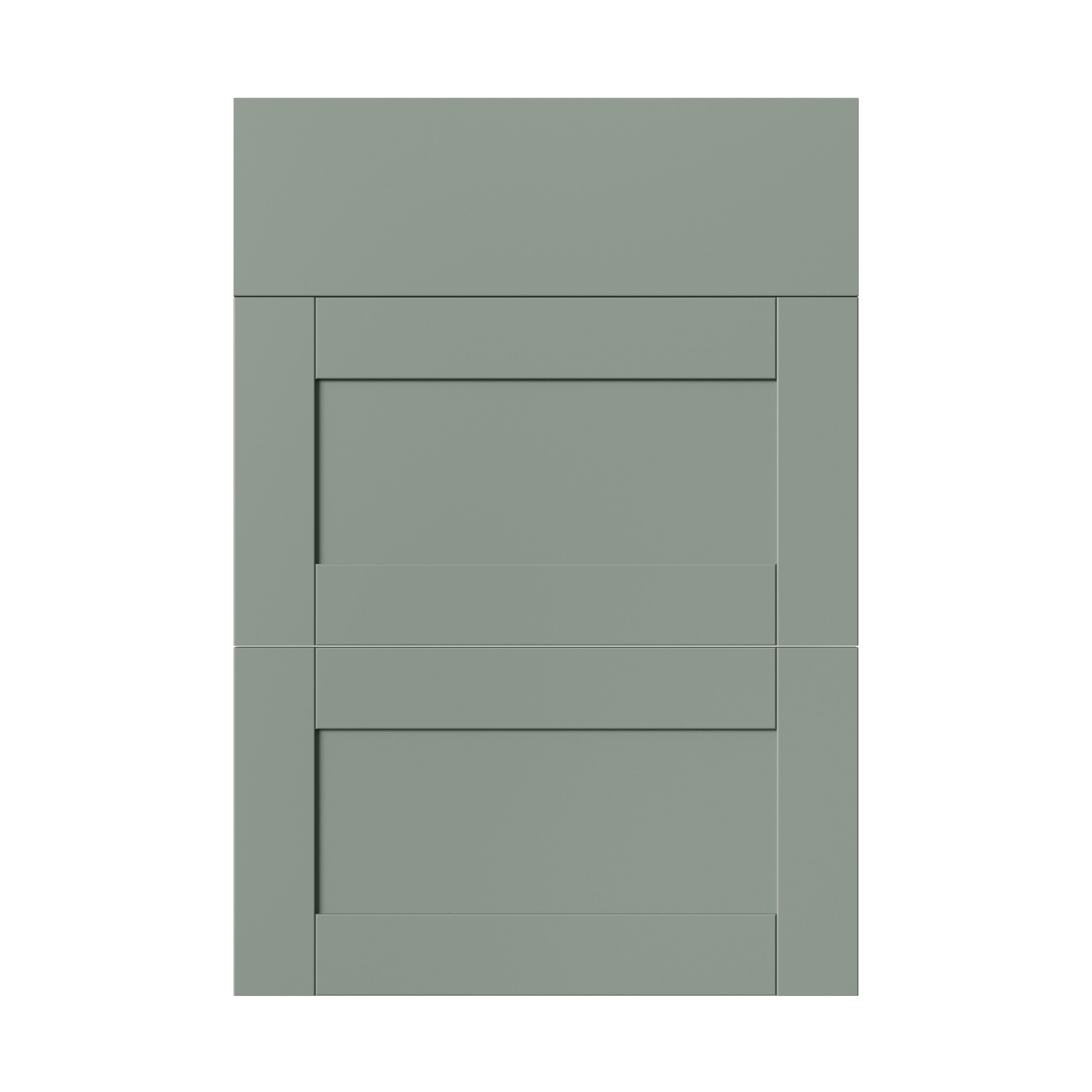 GoodHome Ashmead Matt reed green 3 drawer cabinet front (H)715mm (W)497mm (T)16mm
