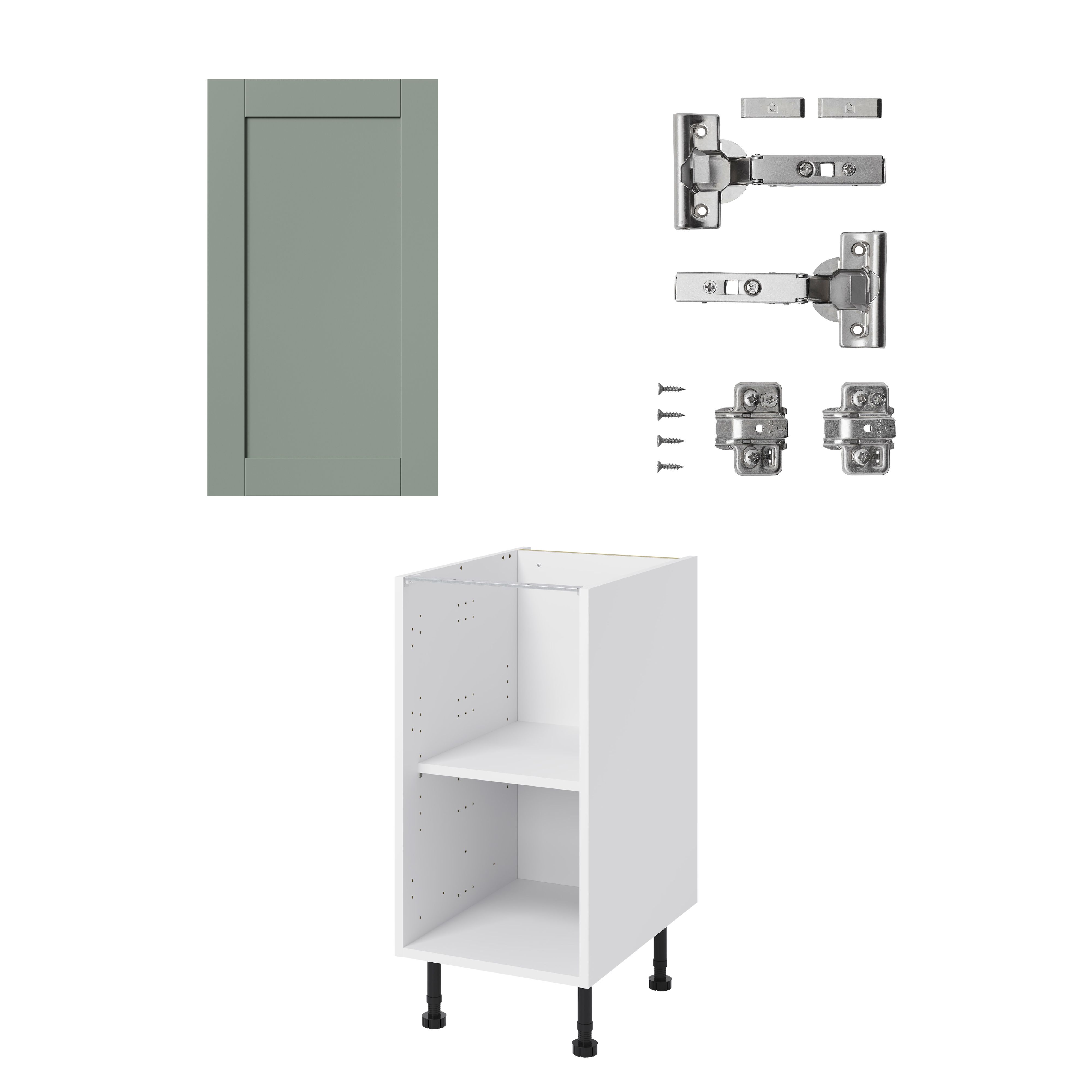 GoodHome Ashmead Matt reed green Base Kitchen cabinet (W) 400mm (H)720mm