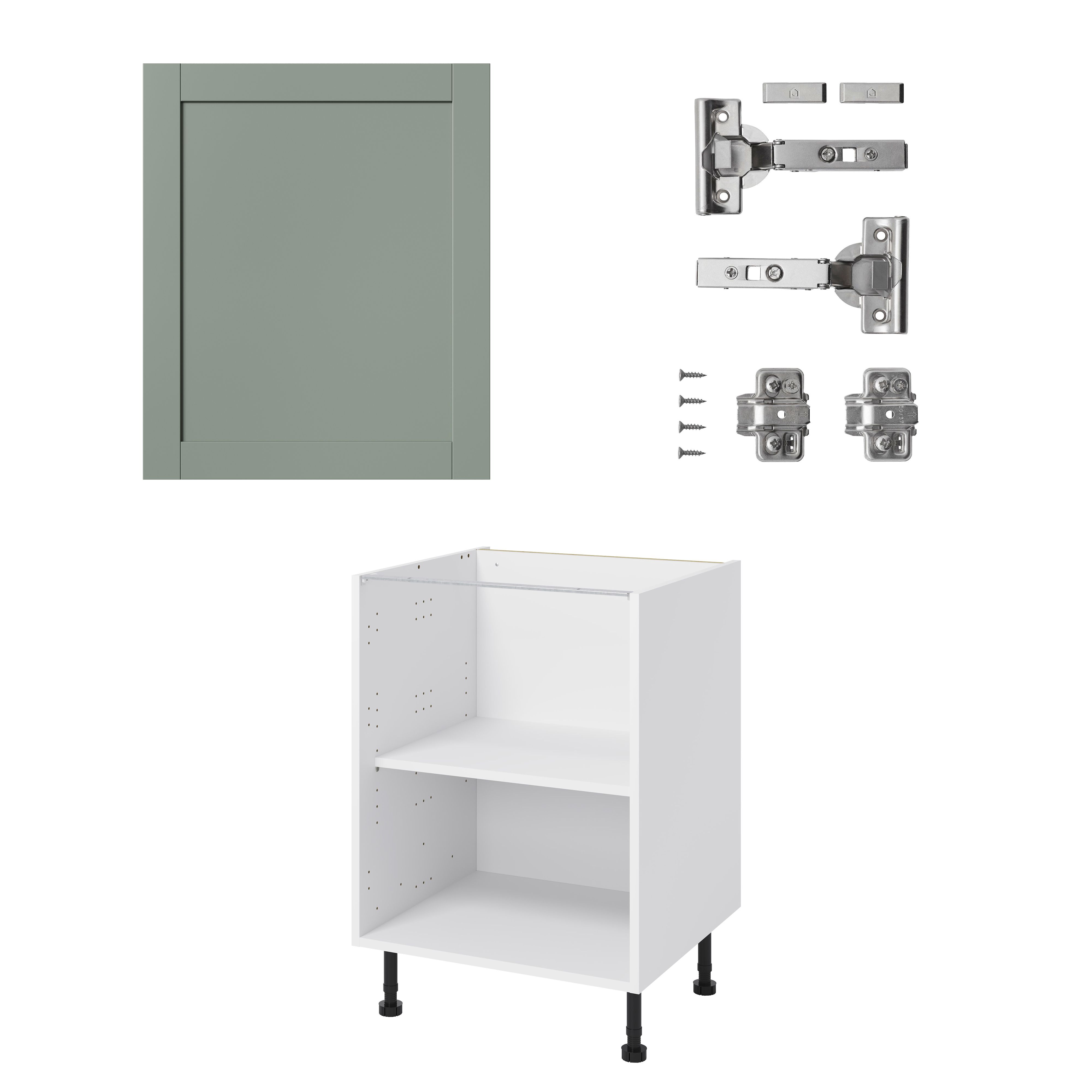 GoodHome Ashmead Matt reed green Base Kitchen cabinet (W) 600mm (H)720mm