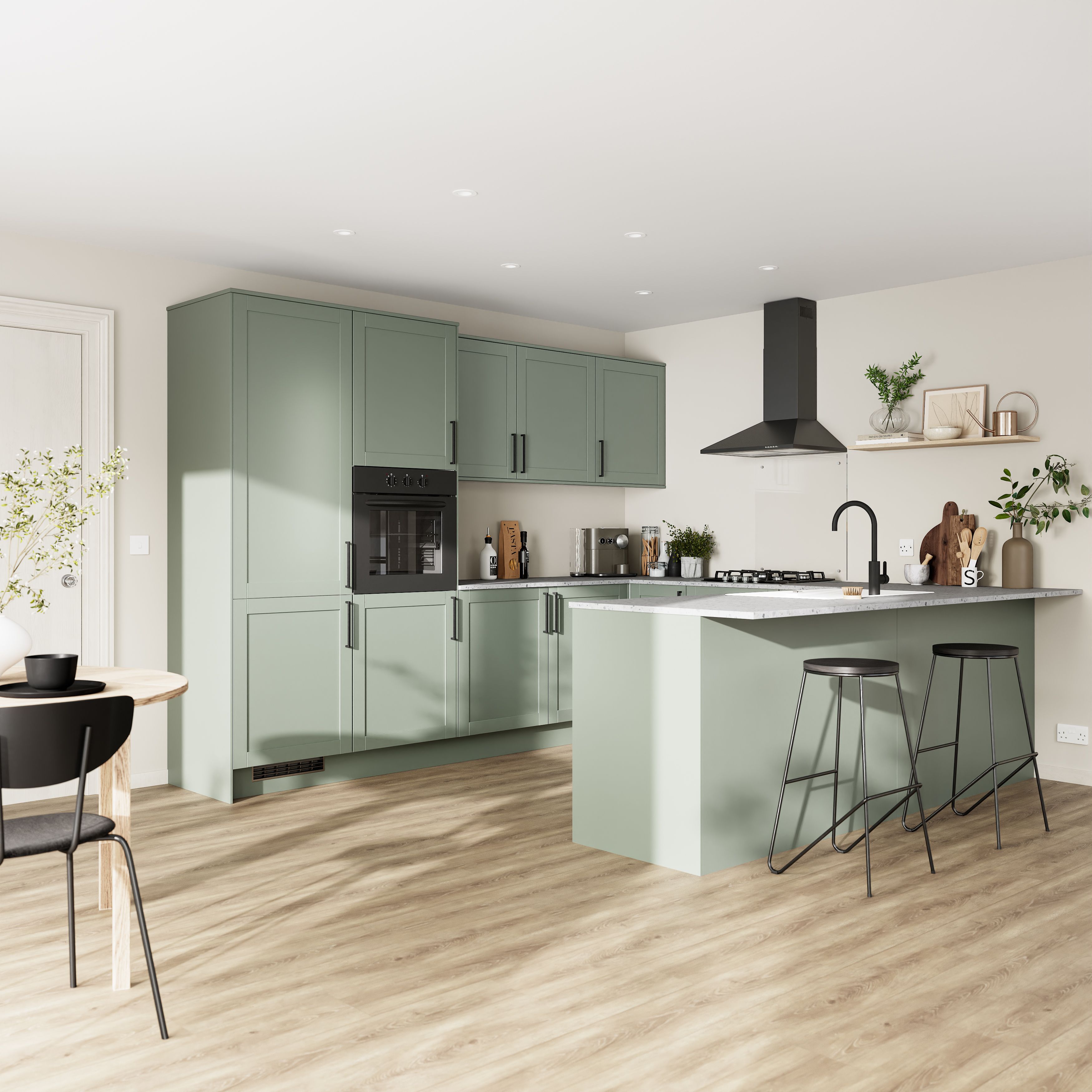 GoodHome Ashmead Matt reed green Standard End support panel (H)870mm (W)590mm