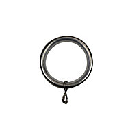 GoodHome Athens Brushed nickel effect Grey Curtain ring (Dia)28mm, Pack of 10
