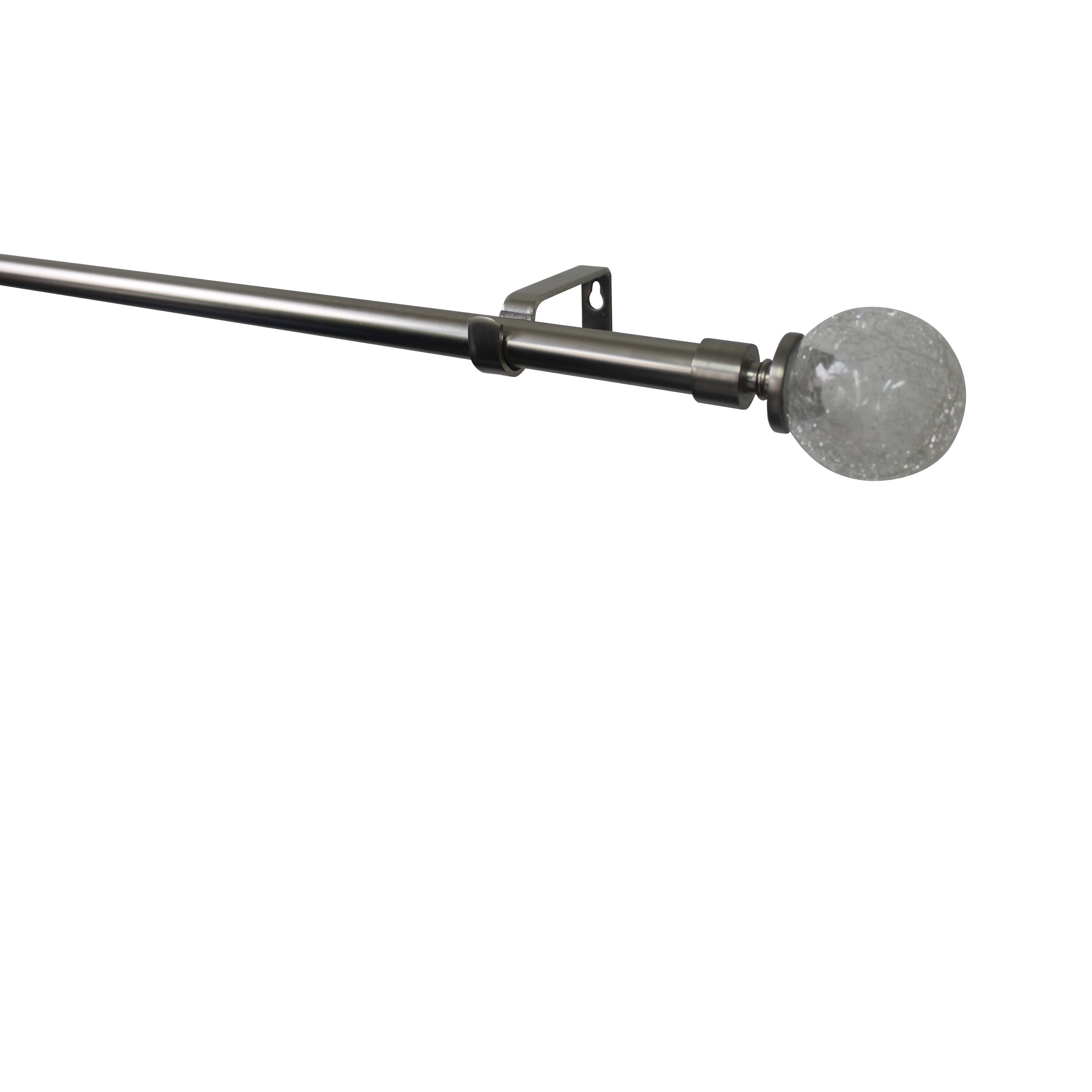GoodHome Athens Grey Brushed nickel effect Extendable Ball Curtain pole Set, (L)1200mm-2100mm (Dia)19mm