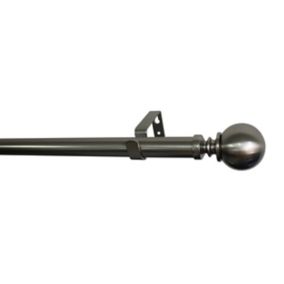 GoodHome Athens Grey Brushed nickel effect Extendable Ball Curtain pole Set, (L)1200mm-2100mm