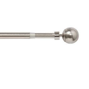 GoodHome Athens Grey Brushed nickel effect Extendable Ball Curtain pole Set, (L)2000mm-3300mm