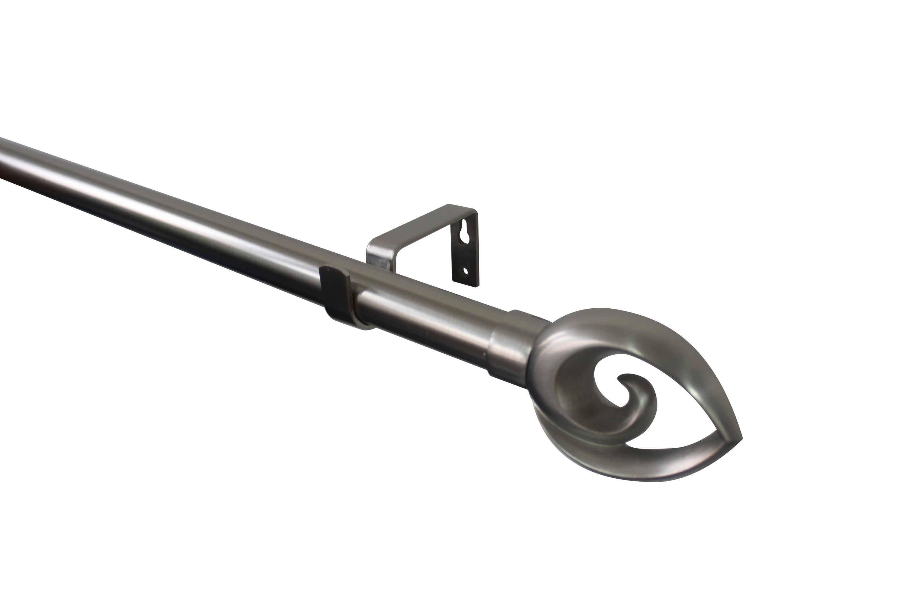 GoodHome Athens Grey Brushed nickel effect Extendable Swirl Curtain pole Set, (L)1200mm-2100mm (Dia)28mm