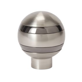 GoodHome Athens Grey Brushed nickel effect Metal Ball Curtain pole finial (Dia)19mm