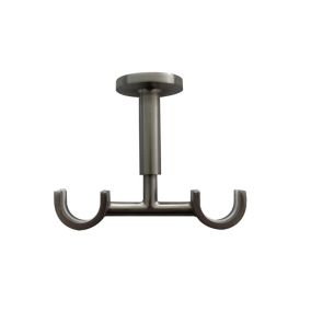GoodHome Athens Grey Brushed nickel effect Metal Double ceiling Curtain pole bracket