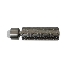 GoodHome Athens Grey Brushed nickel effect Metal Engraved stick Curtain pole finial (Dia)19mm