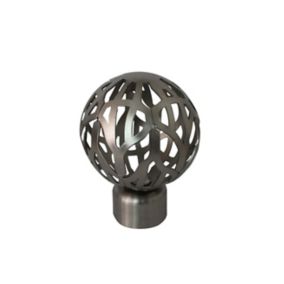 GoodHome Athens Grey Brushed nickel effect Metal Nest-wired Curtain pole finial (Dia)28mm