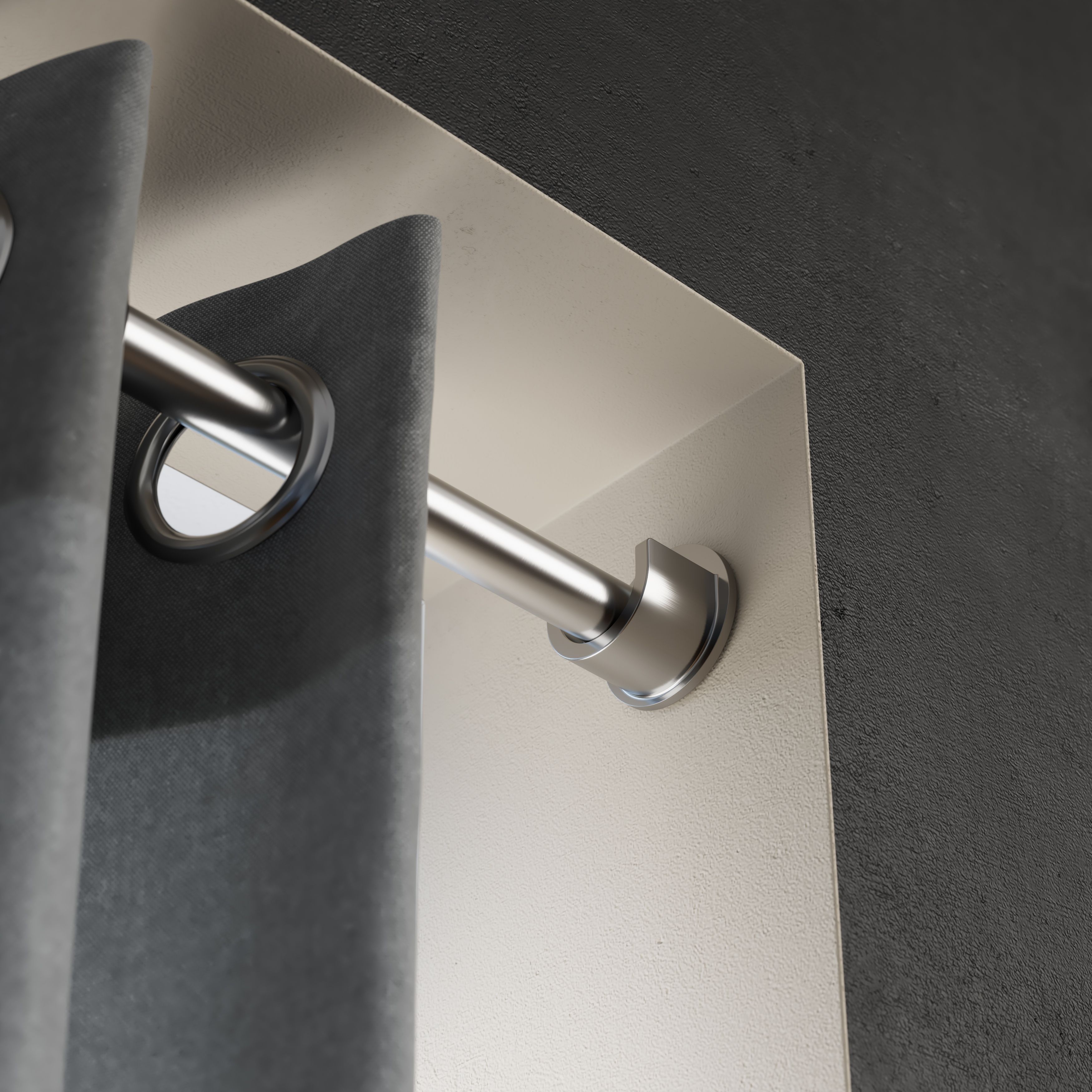 GoodHome Athens Grey Brushed Nickel effect Metal & plastic Recess Curtain pole bracket, Set of 2