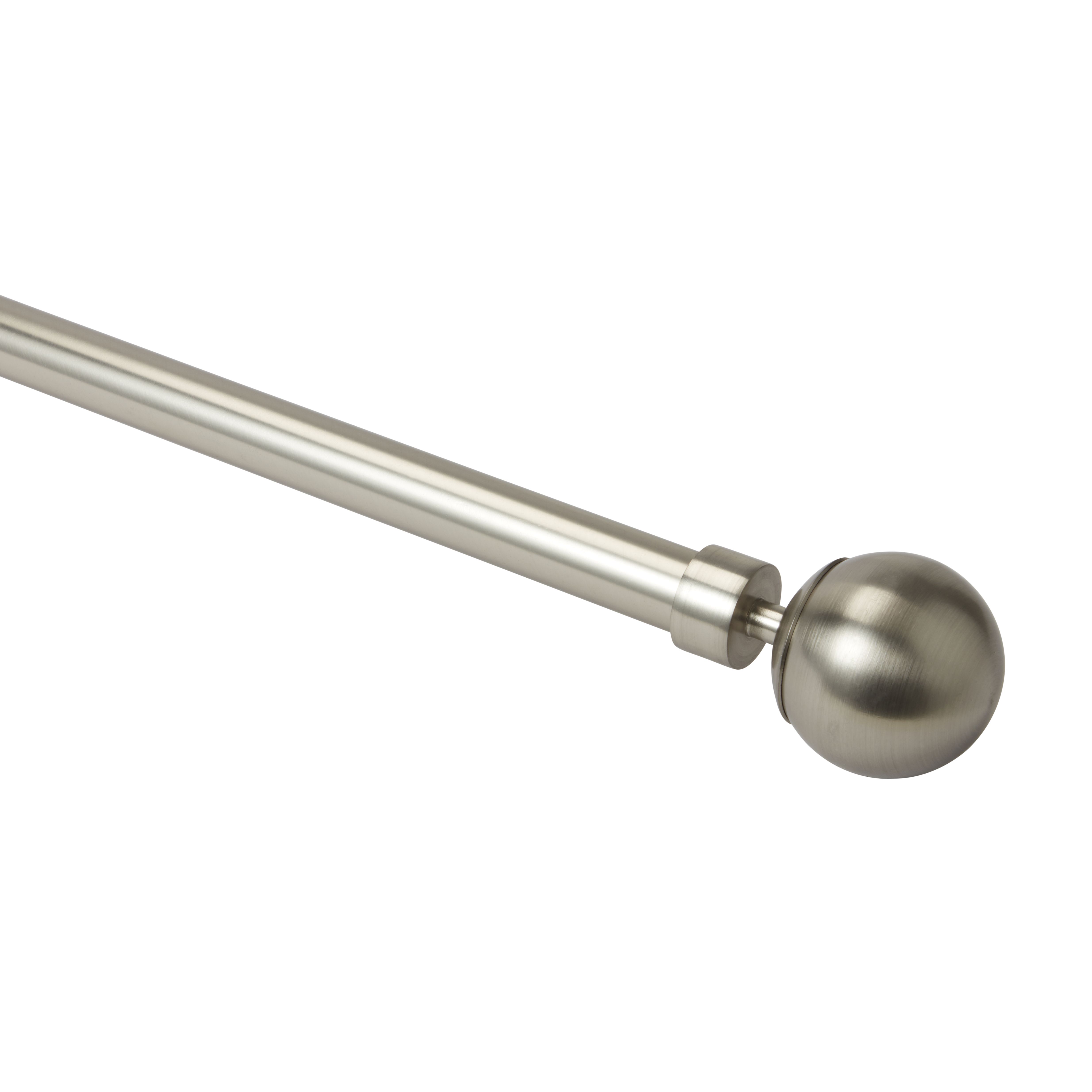 GoodHome Athens Satin Grey Nickel effect Extendable Ball Single curtain pole set Set, (L)2000mm-3300mm (Dia)19mm