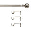 GoodHome Athens Satin Grey Nickel effect Extendable Ball Single curtain pole set Set, (L)2000mm-3300mm (Dia)19mm