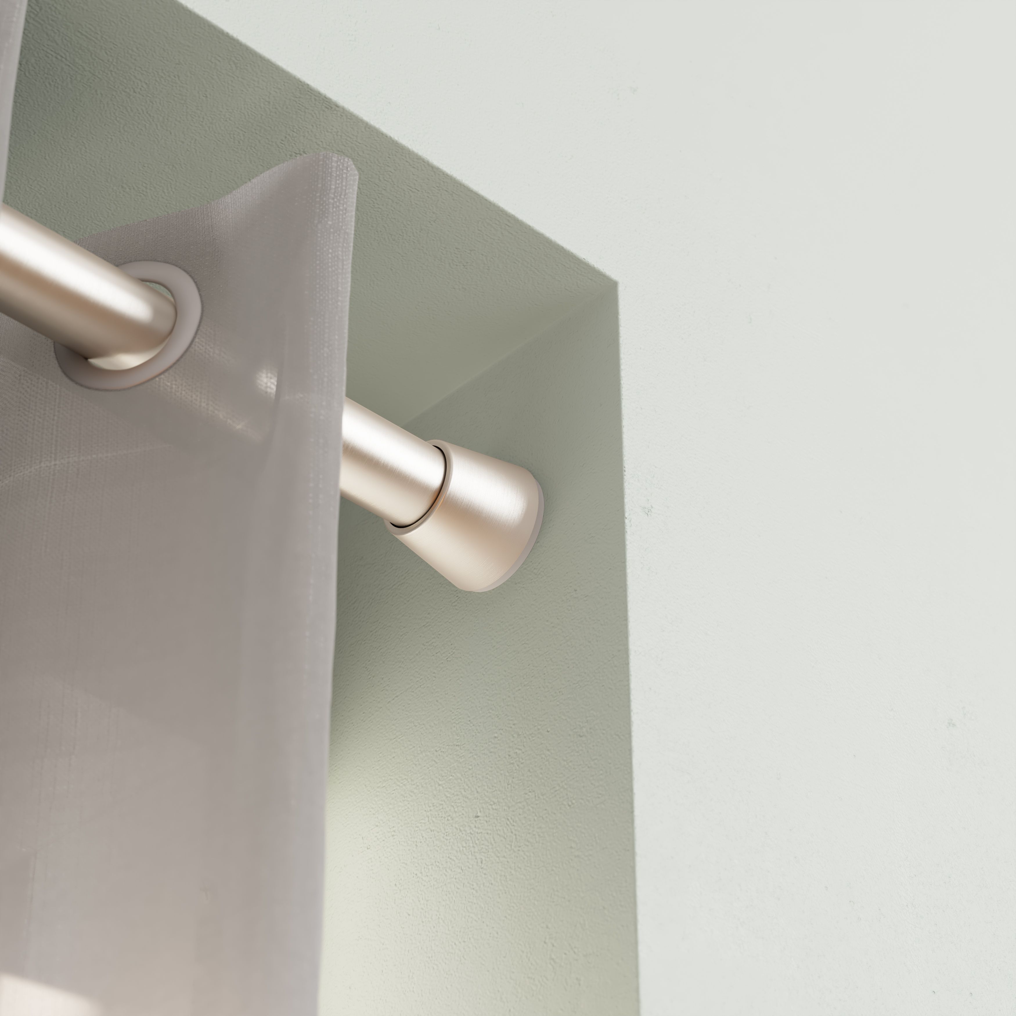 GoodHome Athens Satin Grey Nickel effect Extendable Single curtain pole set, (L)900mm-1200mm (Dia)28mm