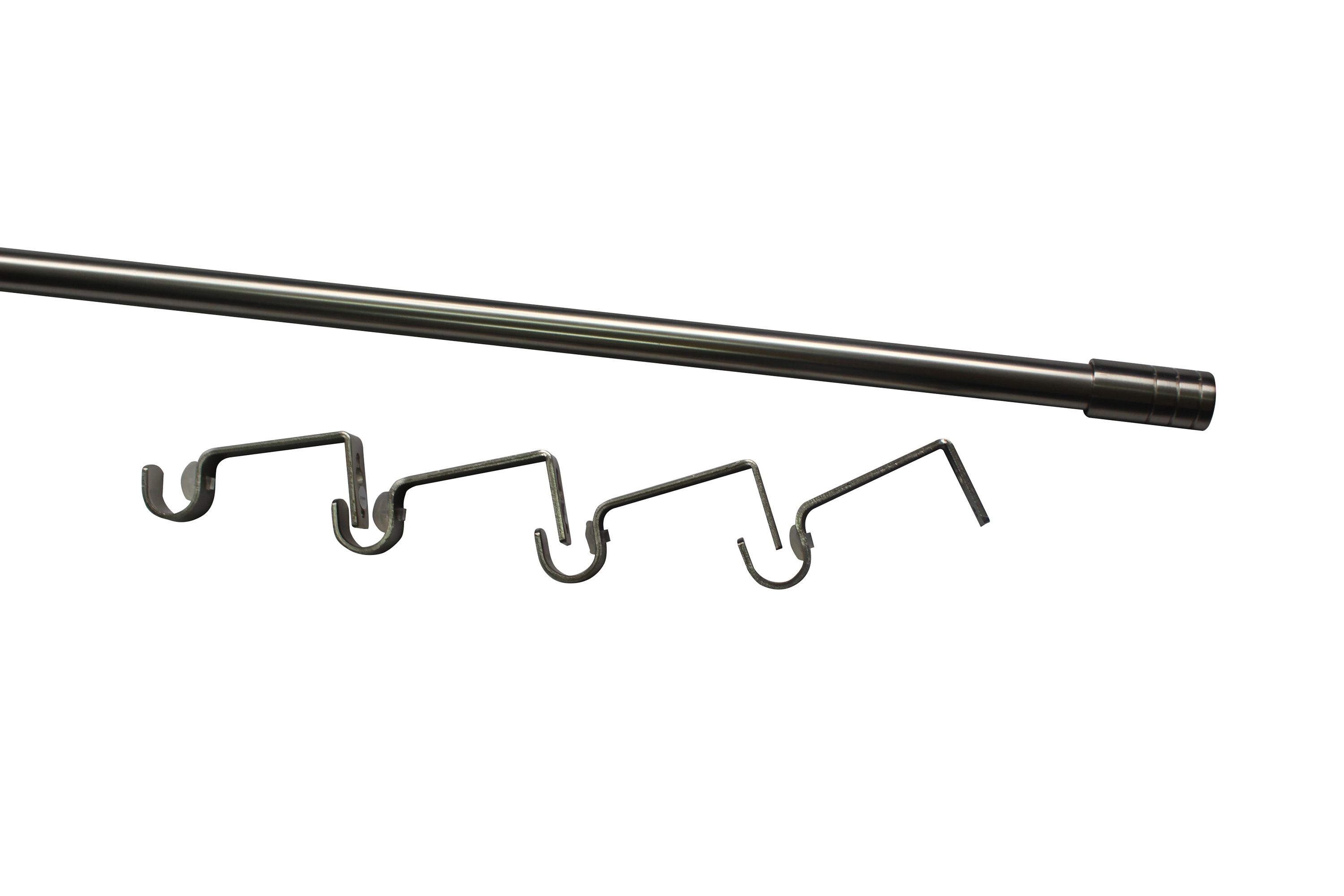 GoodHome Athens Satin Grey Nickel effect Extendable Stick Single curtain pole set Set, (L)2000mm-3300mm (Dia)19mm