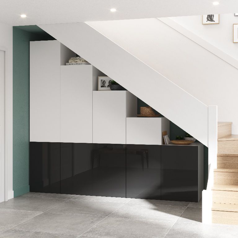 GoodHome Atomia Anthracite & white Large Under the stairs storage kit (H)2250mm