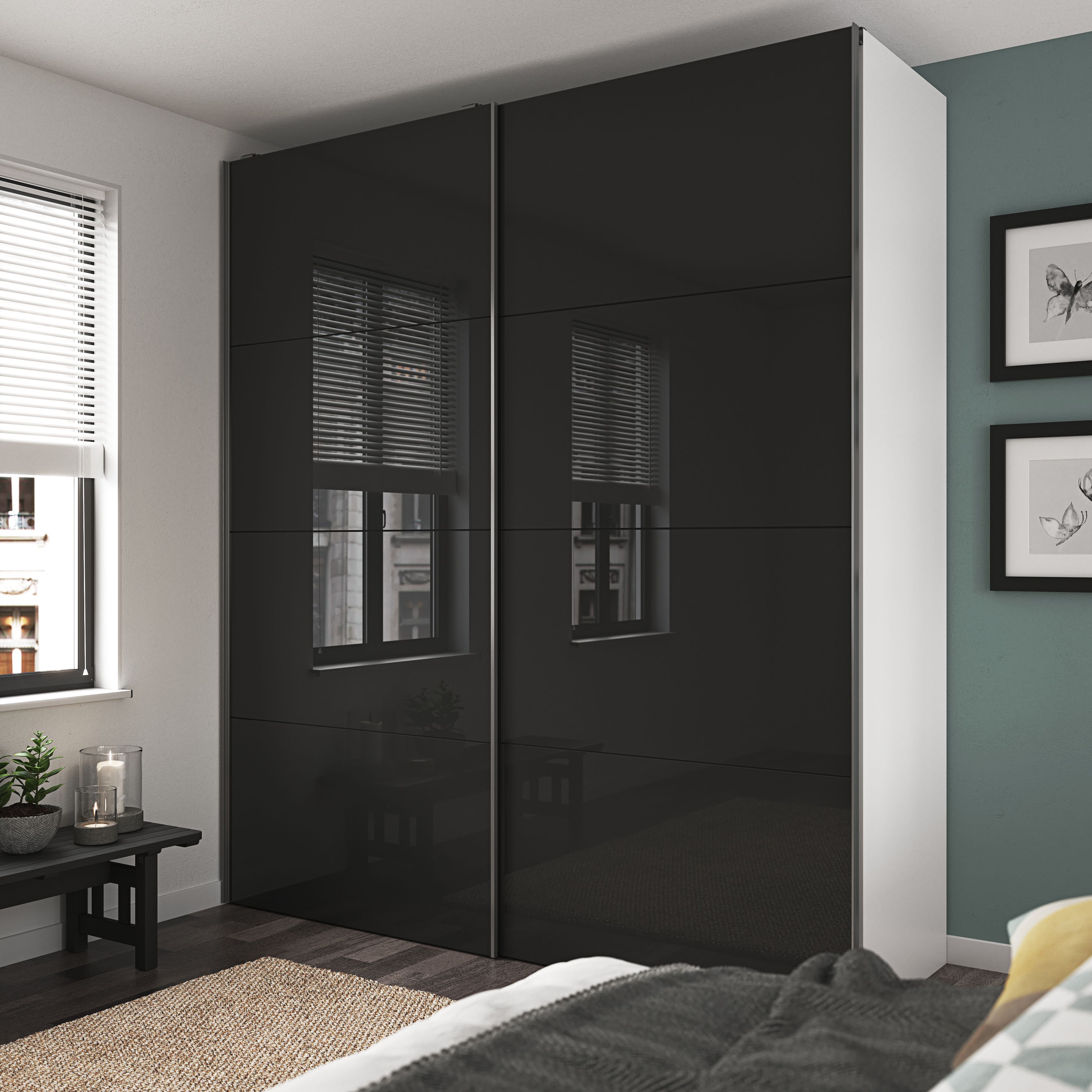 GoodHome Atomia Anthracite & white Particle board Wardrobe (H)2250mm (W)2000mm (D)655mm