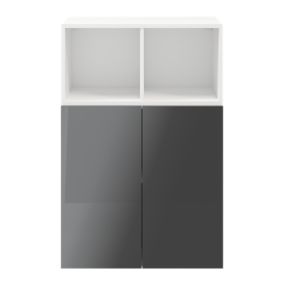 GoodHome Atomia Freestanding Anthracite Door, White Office & living storage (H)1125mm (W)750mm (D)370mm