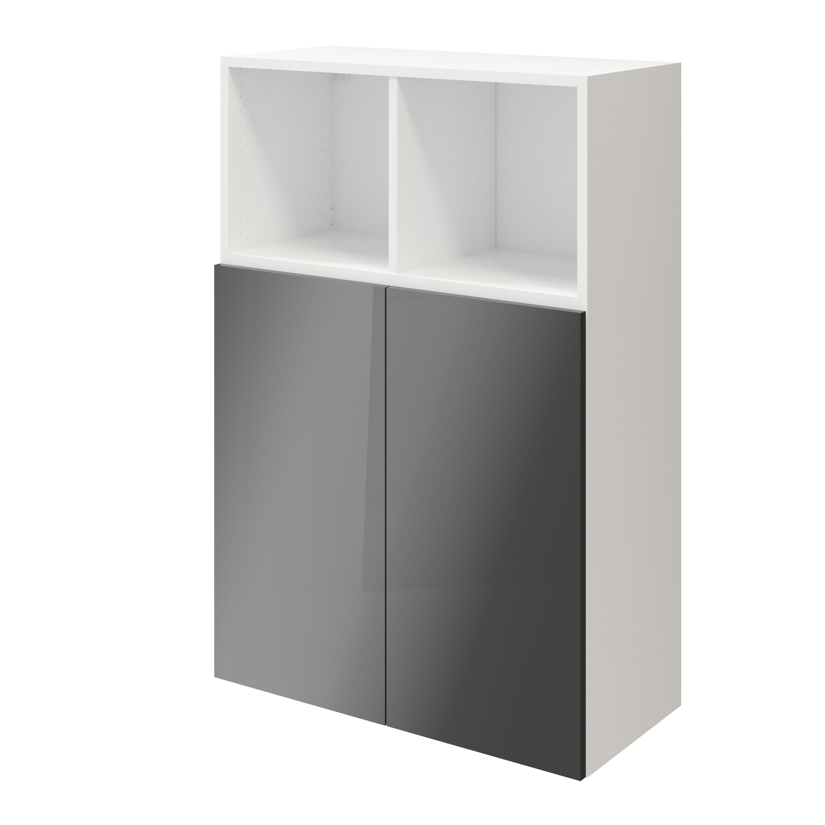 GoodHome Atomia Freestanding Anthracite Door, White Office & living storage (H)1125mm (W)750mm (D)370mm