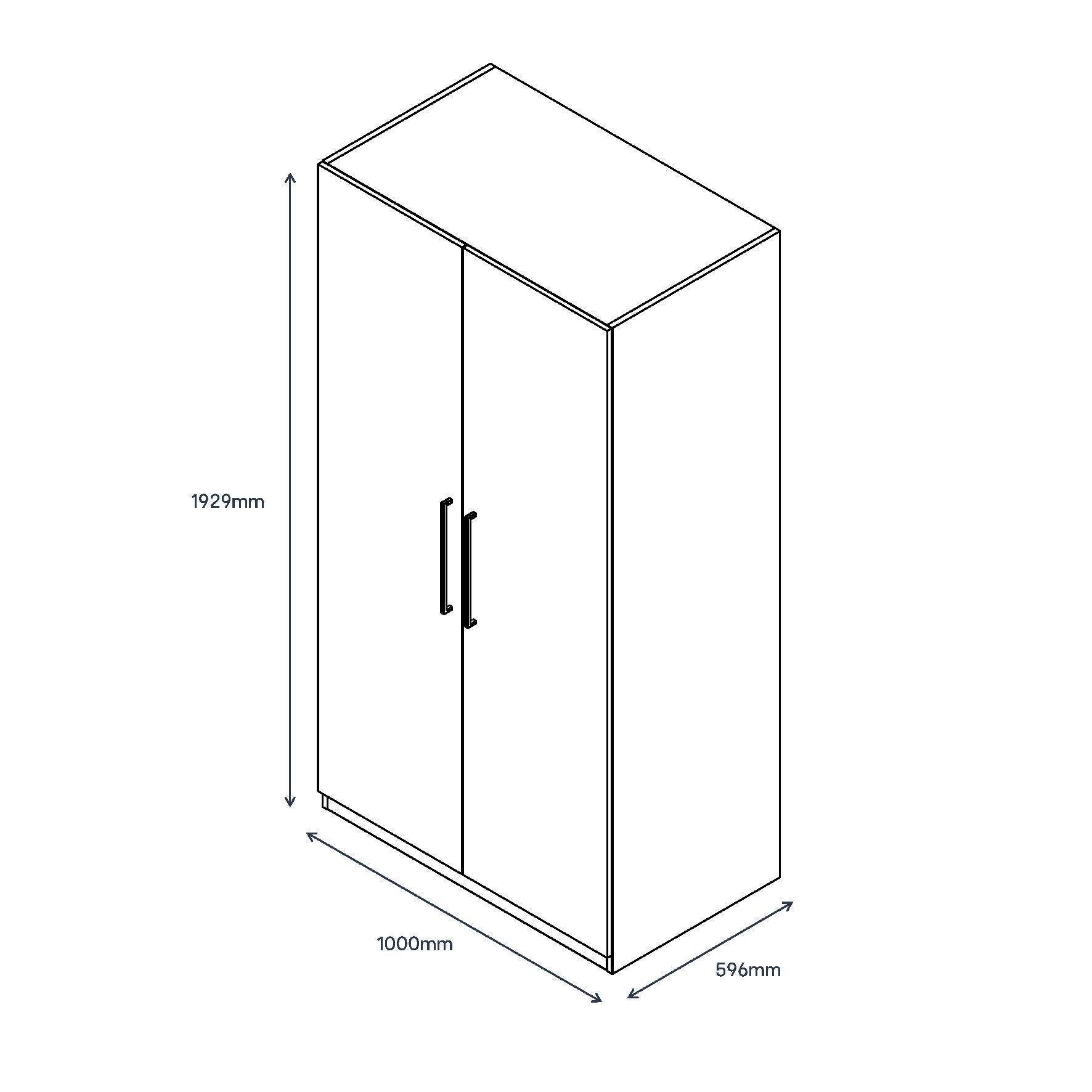 GoodHome Atomia Freestanding Gloss & matt white & anthracite Large Double Wardrobe (H)1929mm (W)1000mm (D)596mm