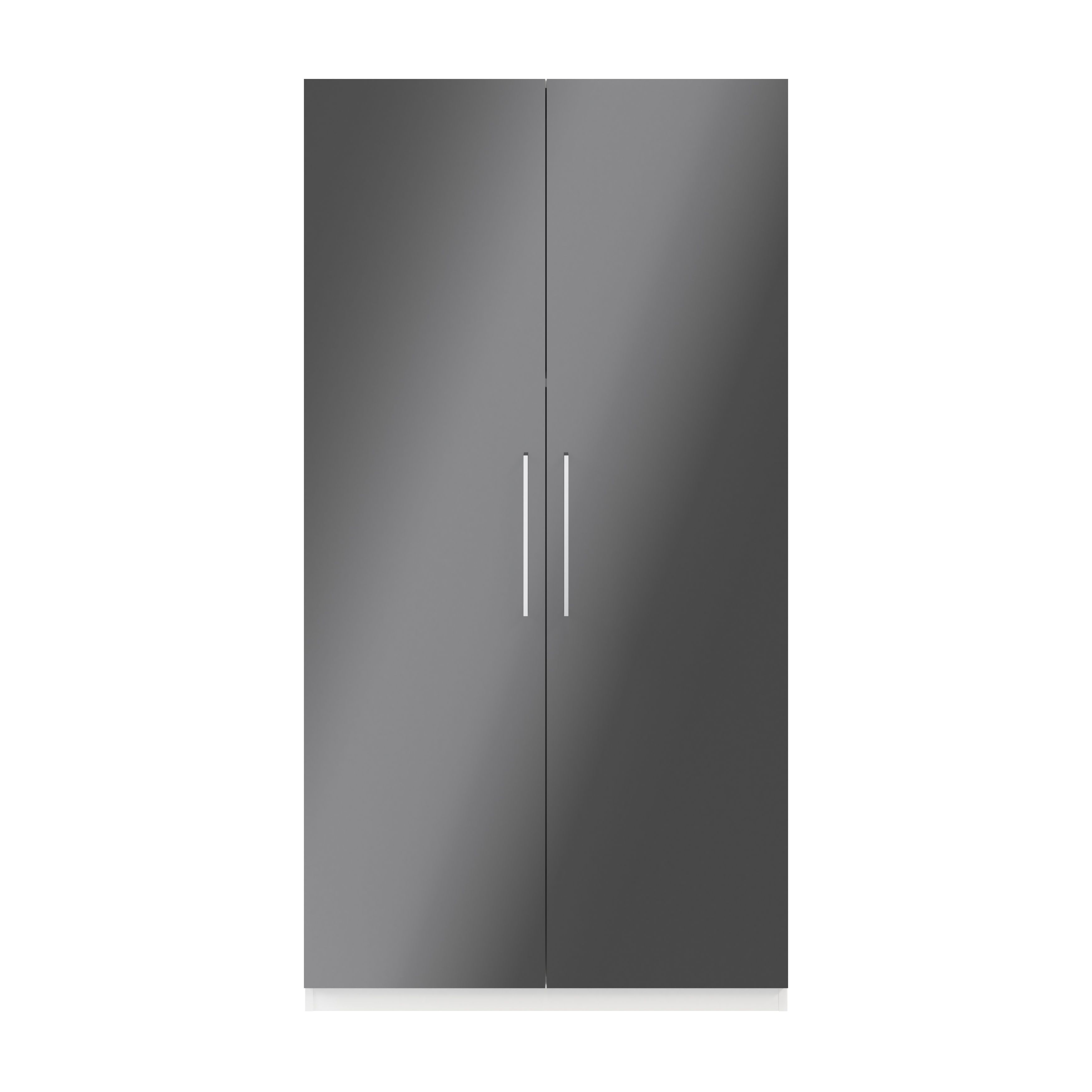 GoodHome Atomia Freestanding Gloss & matt white & anthracite Large Double Wardrobe (H)1929mm (W)1000mm (D)596mm