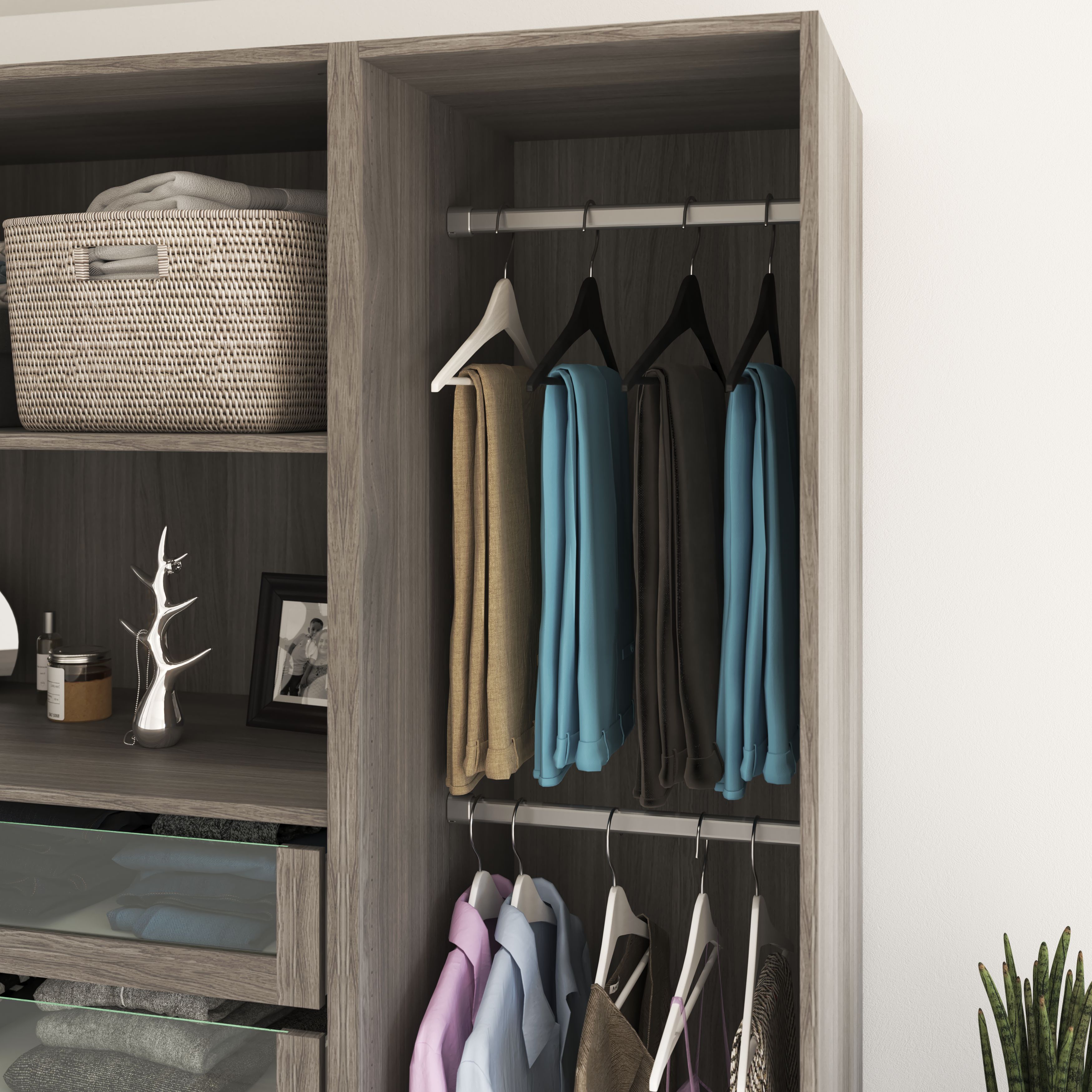 GoodHome Atomia Freestanding Grey Oak effect Large 2 Cabinet Wardrobe, clothing & shoes organiser