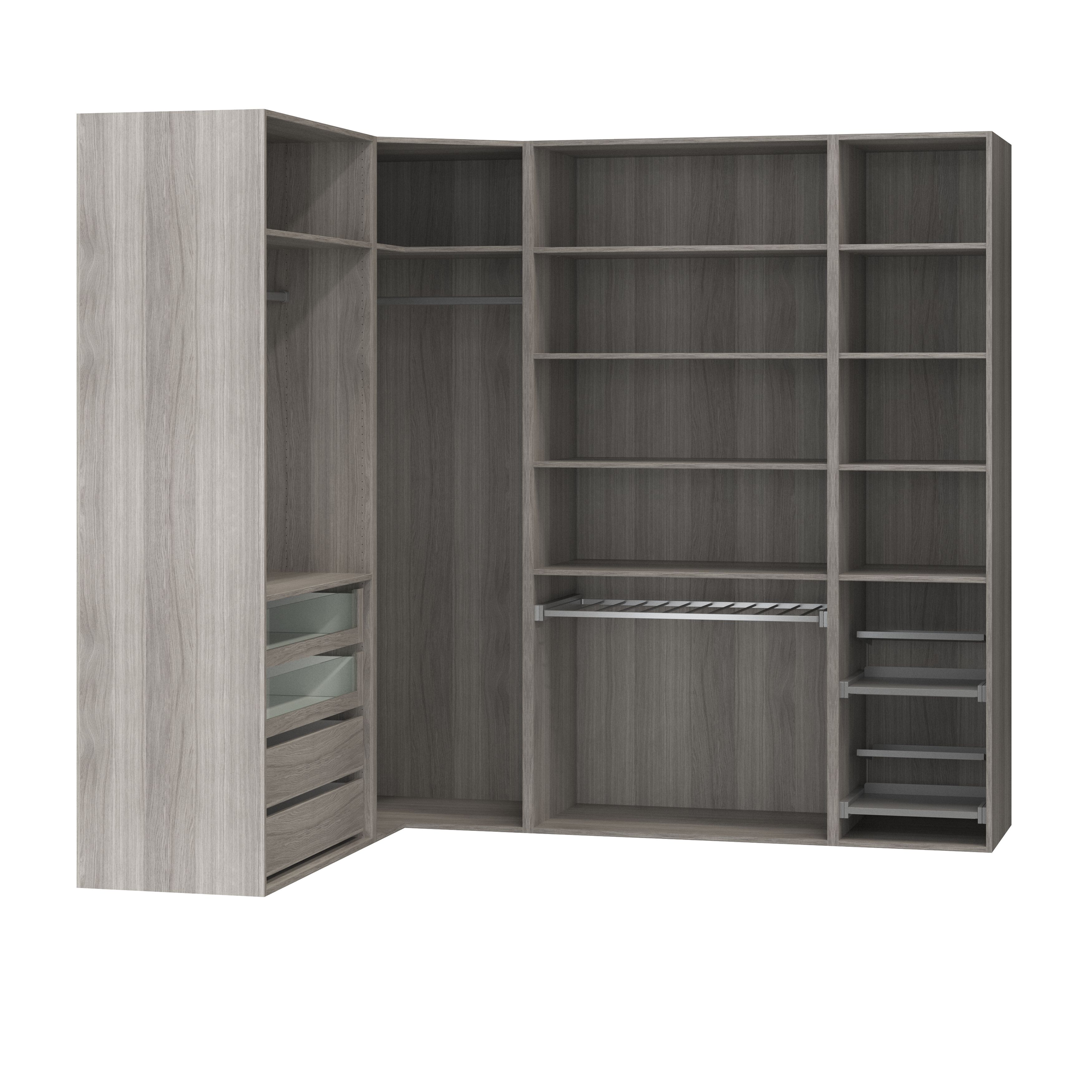 GoodHome Atomia Freestanding Grey oak effect Large bedroom storage unit kit (H)2250mm (W)3800mm (D)580mm