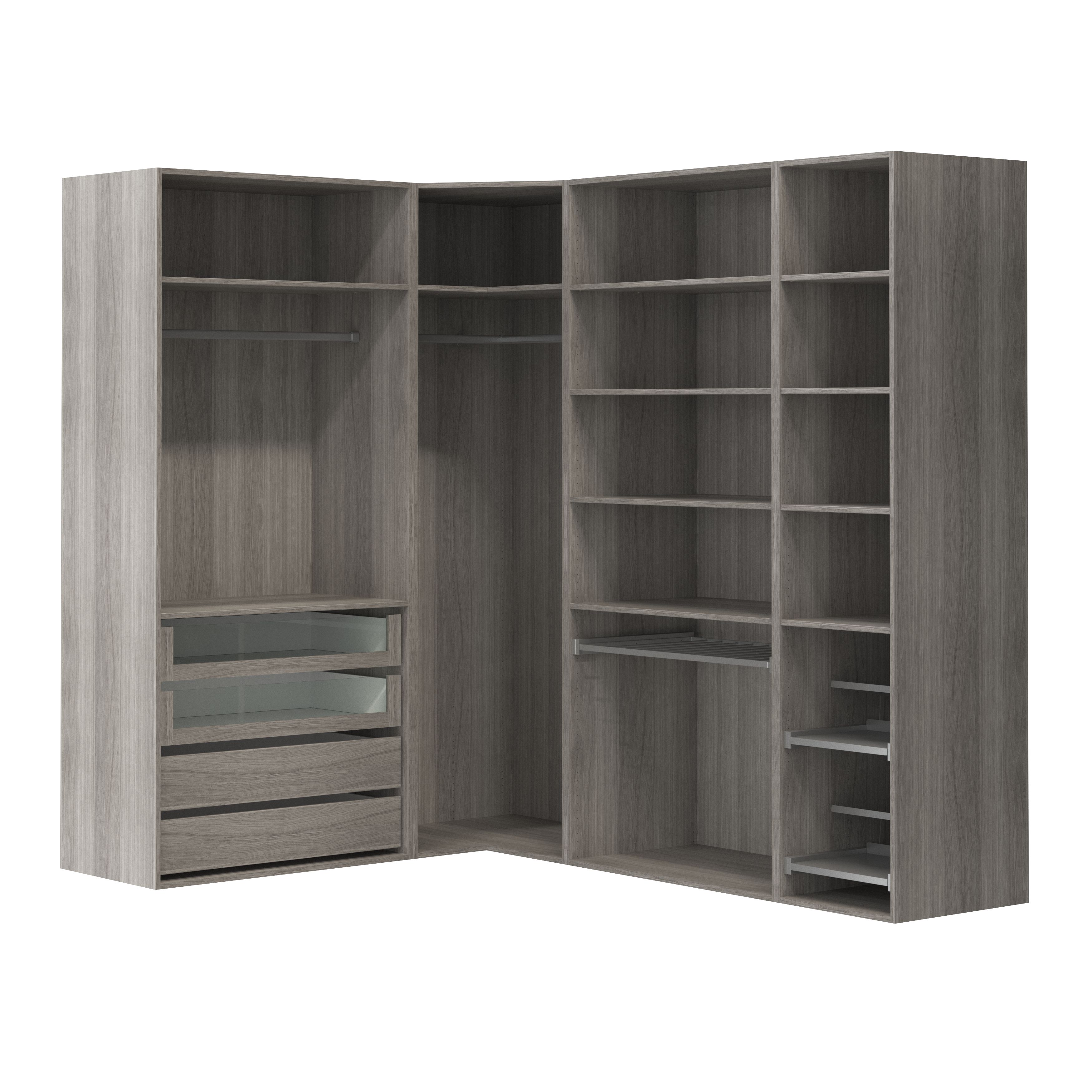GoodHome Atomia Freestanding Grey oak effect Large bedroom storage unit kit (H)2250mm (W)3800mm (D)580mm
