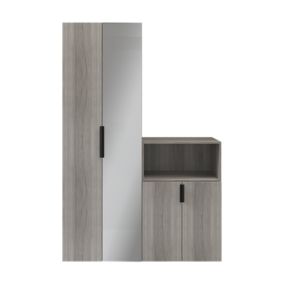 GoodHome Atomia Freestanding Grey oak effect Mirrored door Medium Hallway storage unit kit (H)1125mm