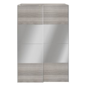 GoodHome Atomia Freestanding Grey oak effect Particle board Mirrored Wardrobe (H)2250mm (W)1500mm (D)655mm