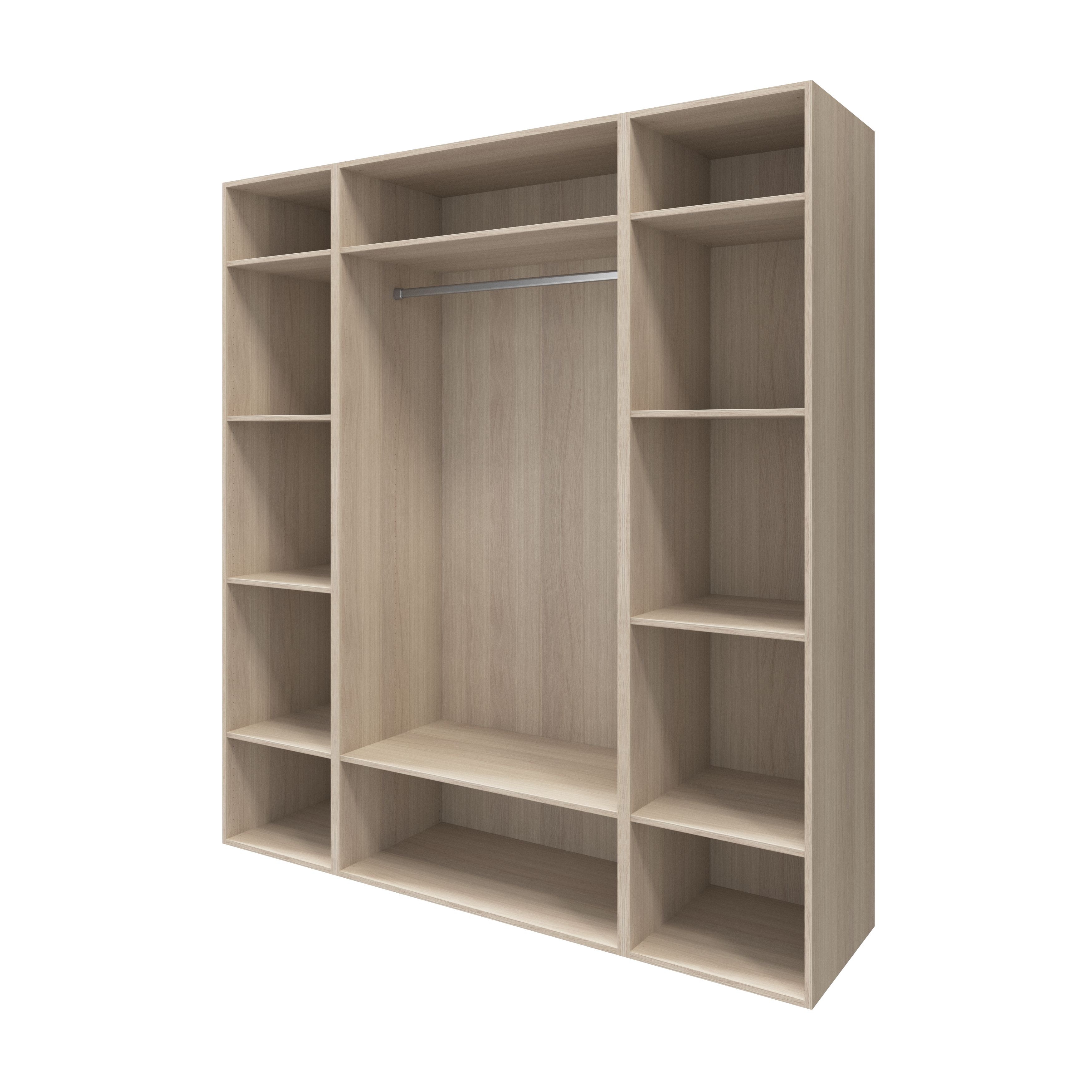 GoodHome Atomia Freestanding Matt oak effect Chipboard Mirrored Large Wardrobe (H)2250mm (W)1000mm (D)580mm