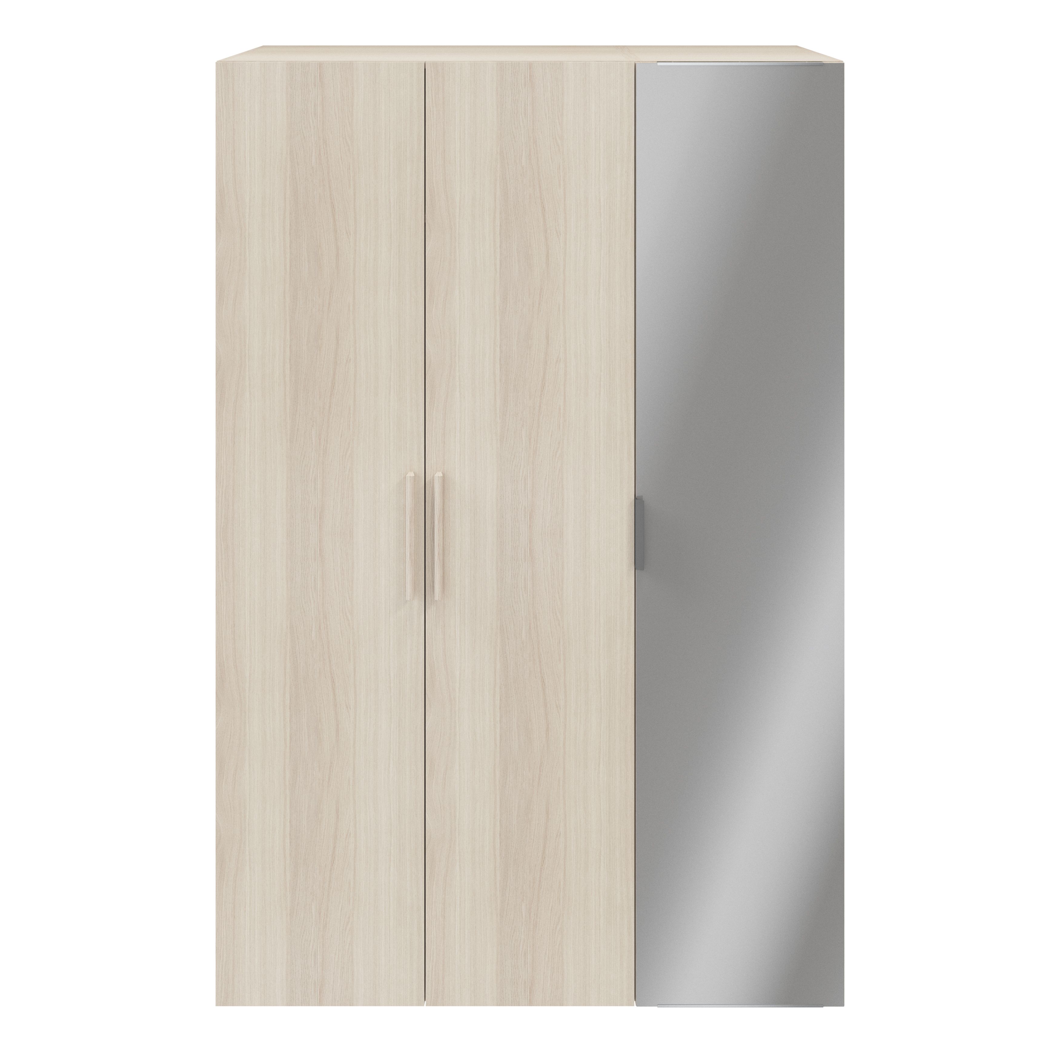 GoodHome Atomia Freestanding Matt oak effect Chipboard Mirrored Triple Wardrobe (H)2250mm (W)1000mm (D)580mm