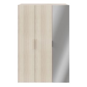 GoodHome Atomia Freestanding Matt oak effect Chipboard Mirrored Triple Wardrobe (H)2250mm (W)1000mm (D)580mm