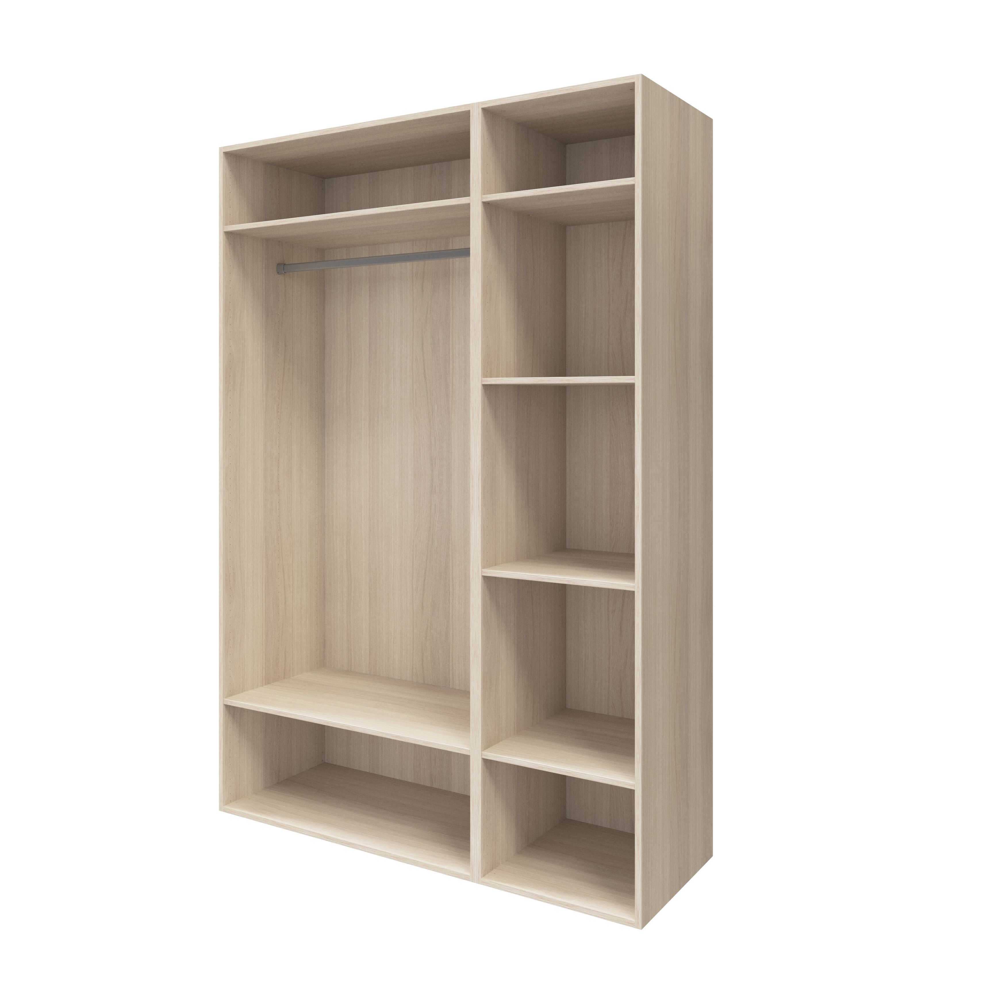 GoodHome Atomia Freestanding Matt oak effect Chipboard Mirrored Wardrobe (H)2250mm (W)1500mm (D)580mm