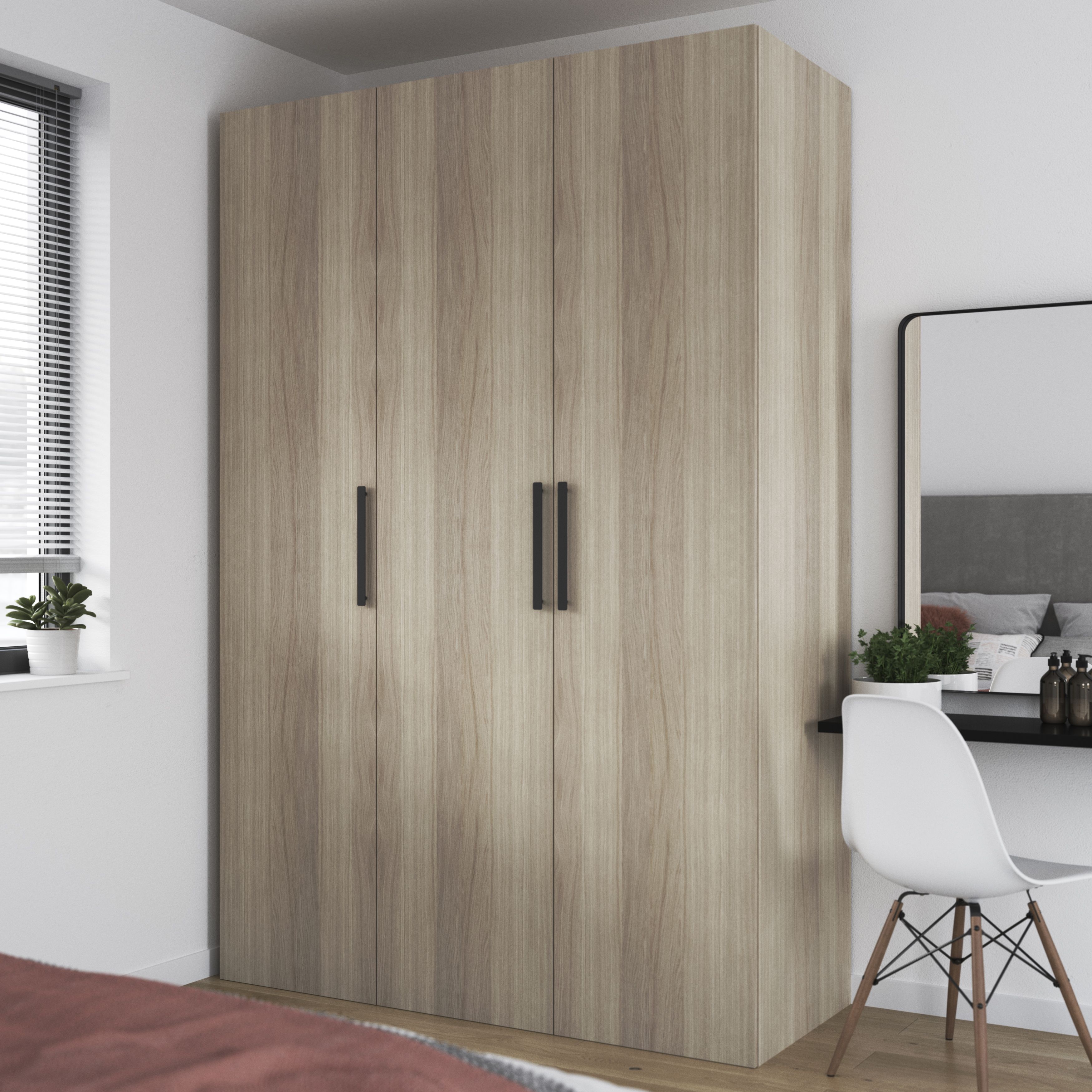 GoodHome Atomia Freestanding Matt oak effect Chipboard Wardrobe (H)2250mm (W)1000mm (D)580mm