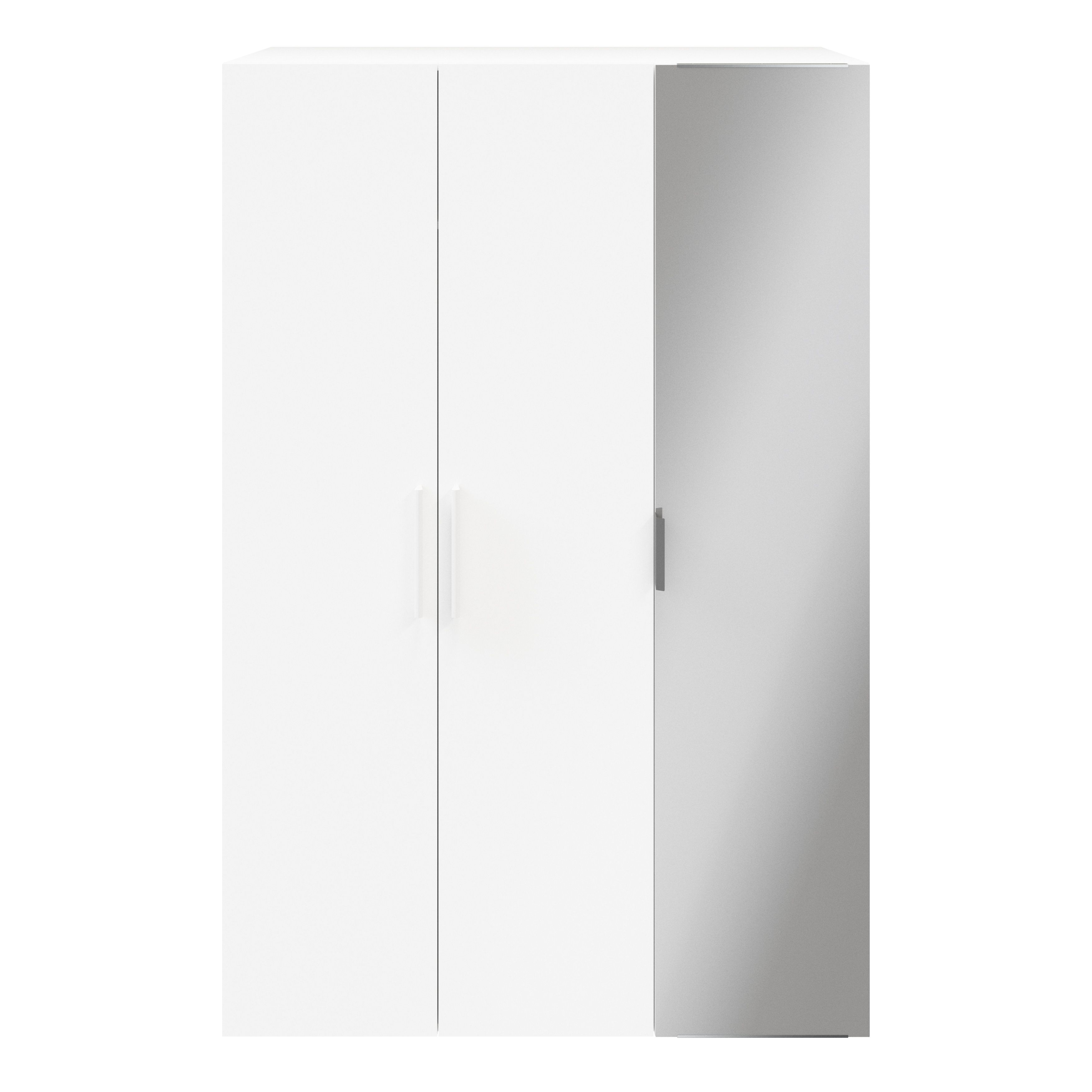 GoodHome Atomia Freestanding Matt white Chipboard Mirrored Triple Wardrobe (H)2250mm (W)1000mm (D)580mm