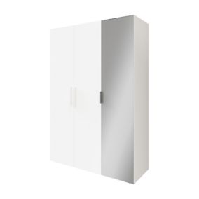 GoodHome Atomia Freestanding Matt white Chipboard Mirrored Triple Wardrobe (H)2250mm (W)1000mm (D)580mm