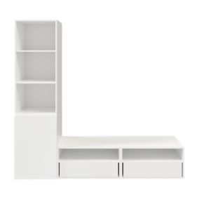 GoodHome Atomia Freestanding Matt white Corner TV unit with 6 shelves, (H)187.5cm x (W)50cm x (D)47cm