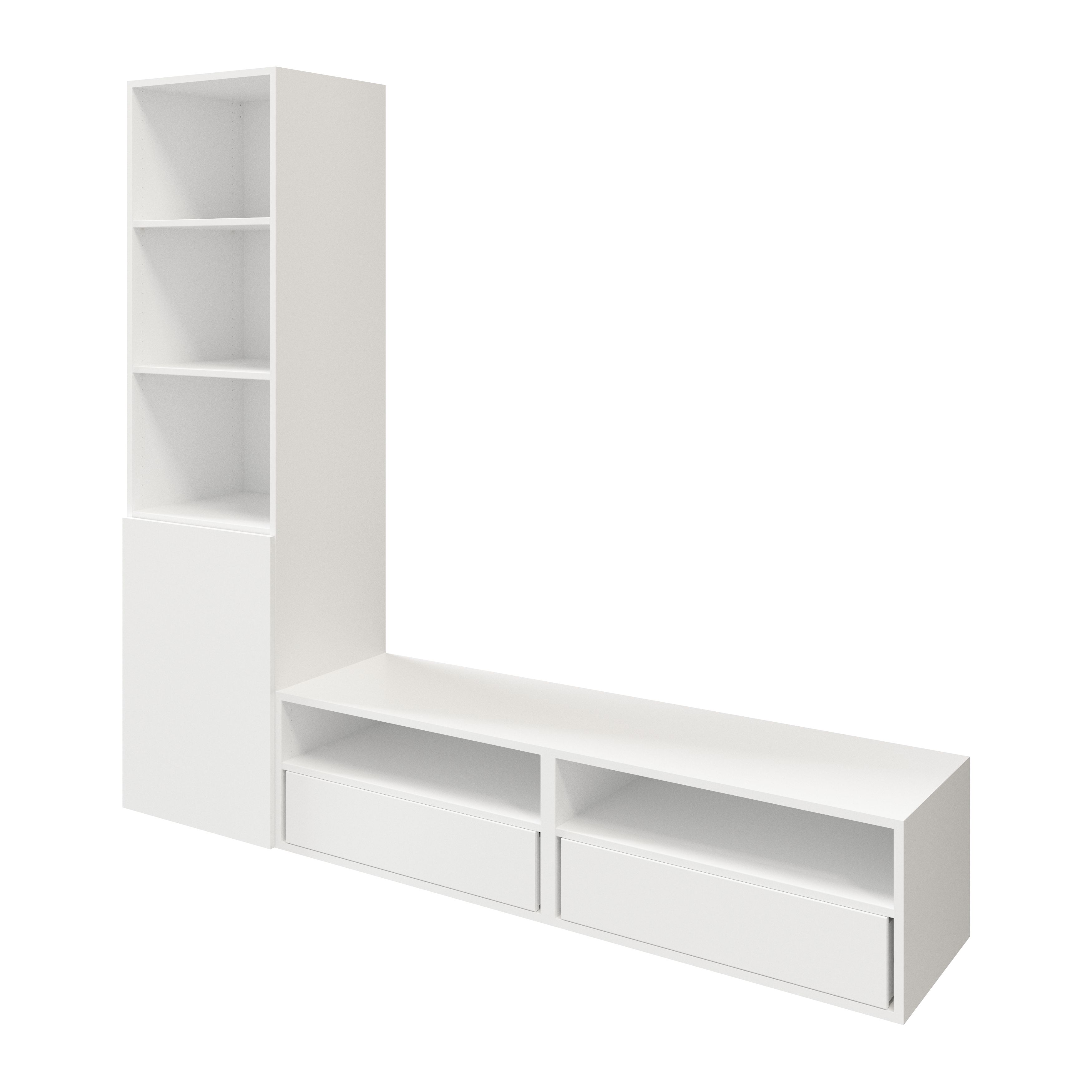 GoodHome Atomia Freestanding Matt white Corner TV unit with 6 shelves, (H)187.5cm x (W)50cm x (D)47cm