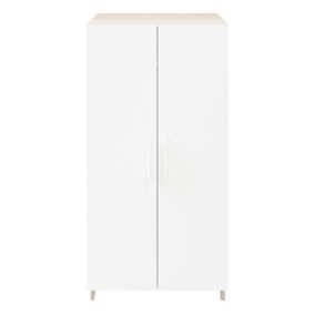 GoodHome Atomia Freestanding Matt white oak effect Particle board Wardrobe (H)1975mm (W)1000mm (D)600mm