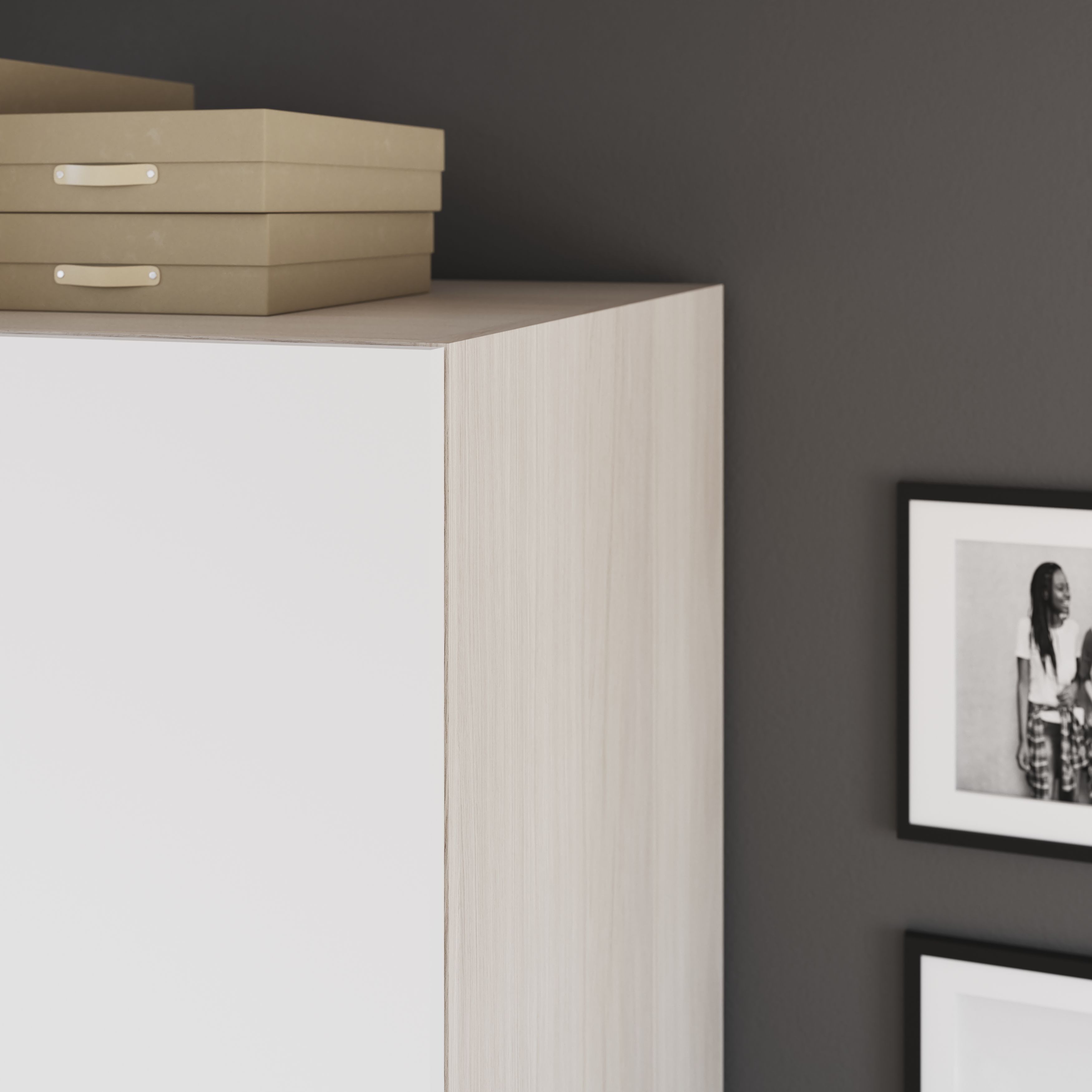 GoodHome Atomia Freestanding Matt white oak effect Particle board Wardrobe (H)1975mm (W)1000mm (D)600mm