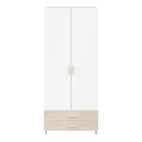 GoodHome Atomia Freestanding Matt white oak effect Particle board Wardrobe (H)2250mm (W)1000mm (D)580mm