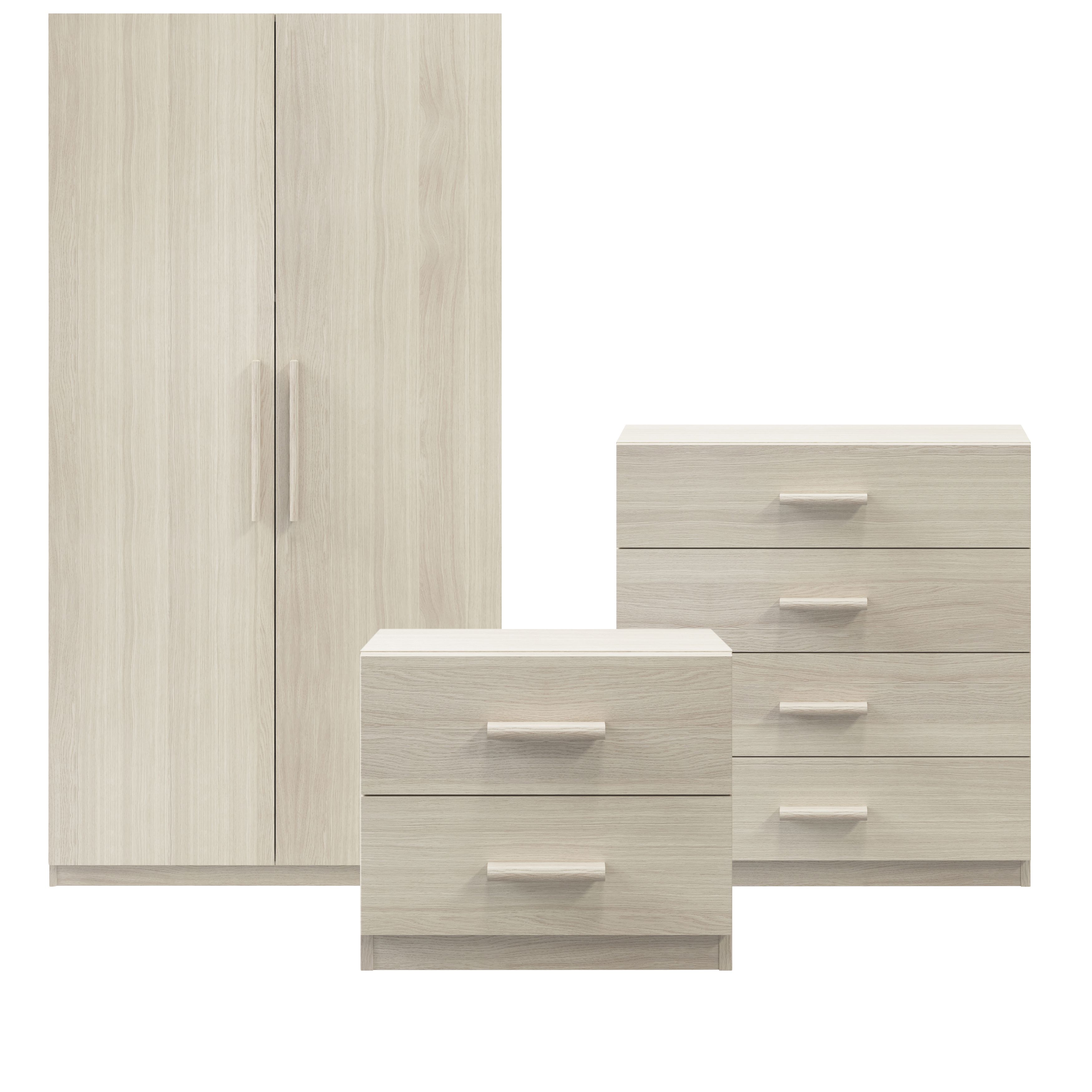 GoodHome Atomia Freestanding Modern Matt oak effect Large Double Wardrobe (H)1929mm (W)1000mm (D)596mm