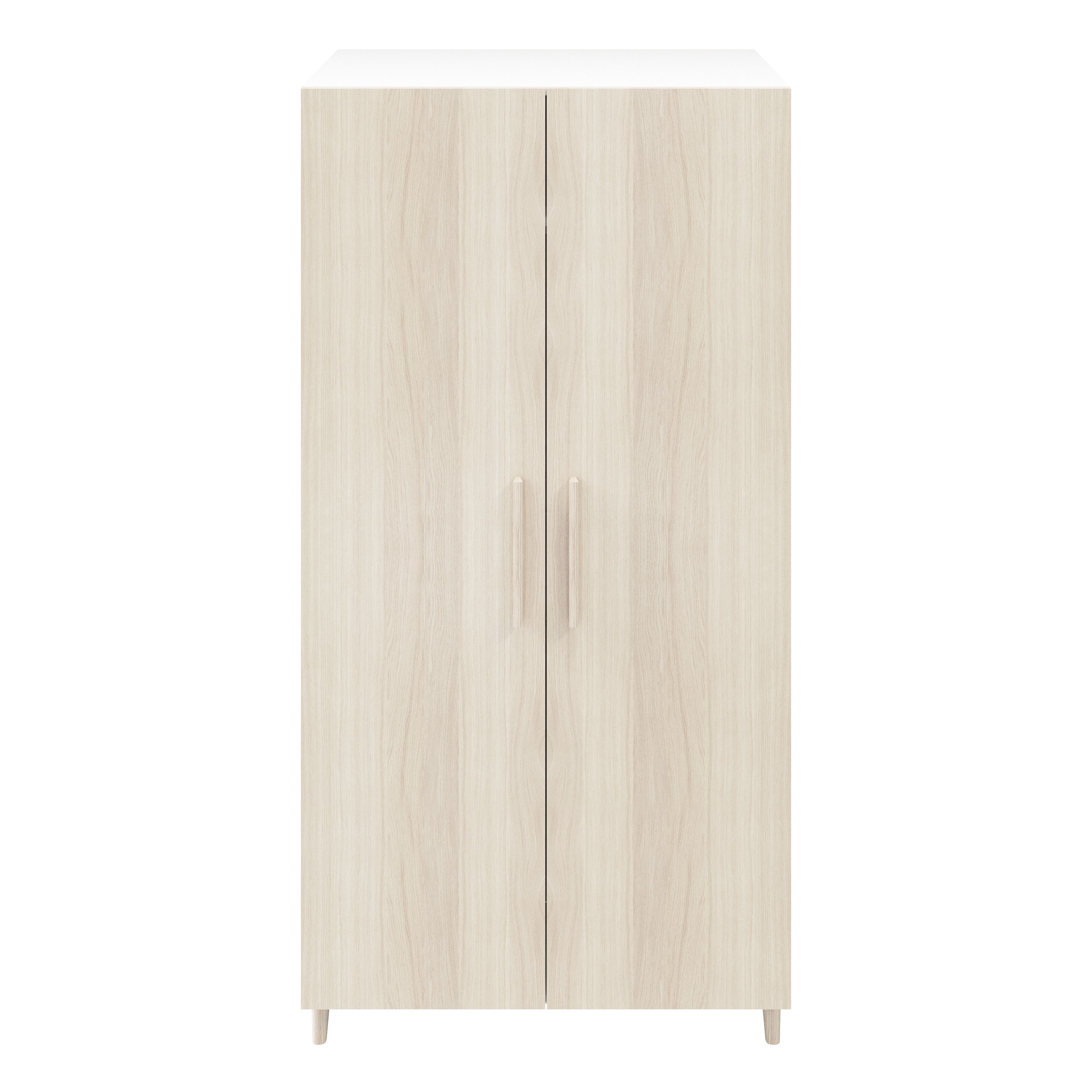 GoodHome Atomia Freestanding Modern Matt white oak effect Double Wardrobe (H)1875mm (W)1000mm (D)580mm
