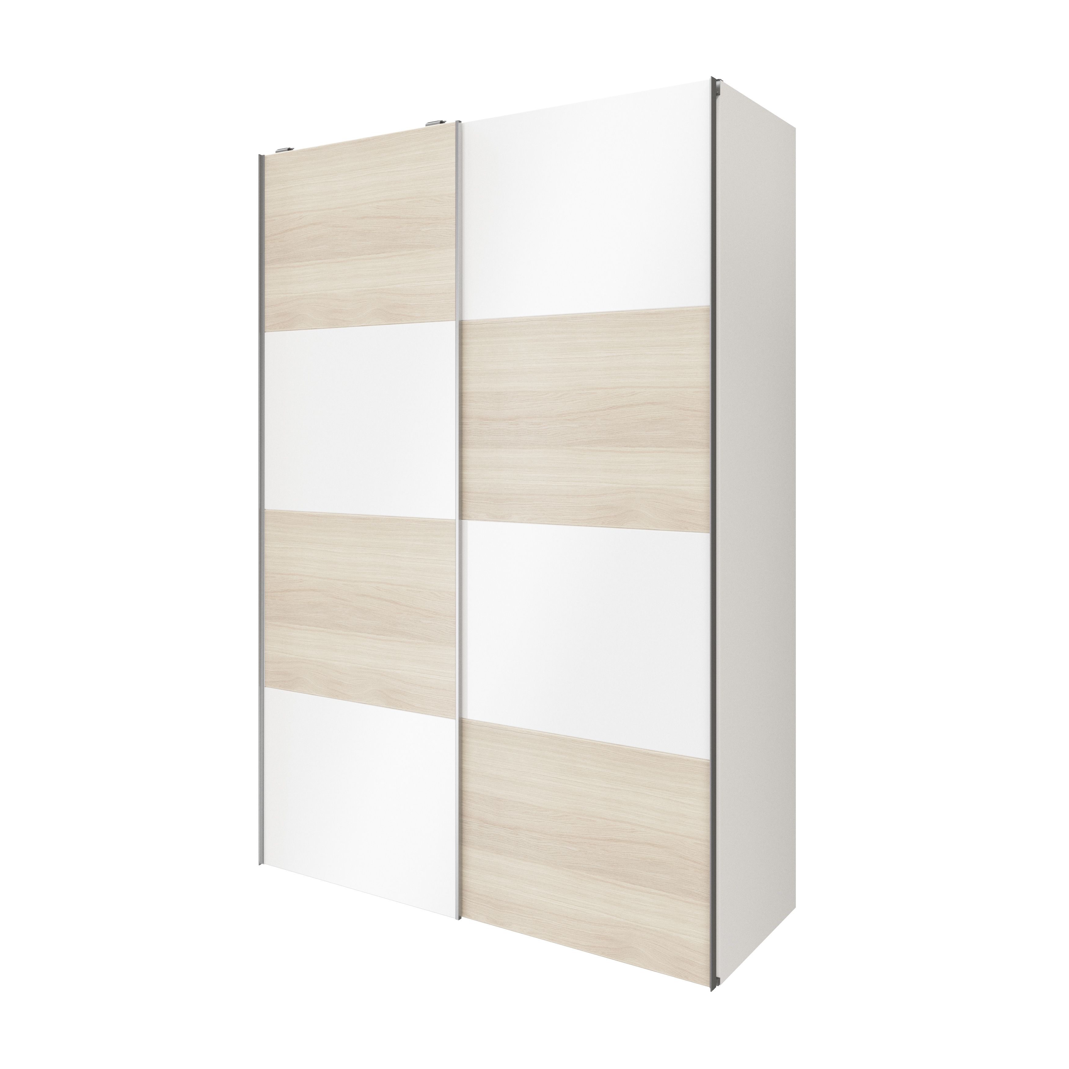 GoodHome Atomia Freestanding Modern Matt White oak effect Particle board Medium Double Wardrobe (H)2250mm (W)1500mm (D)655mm