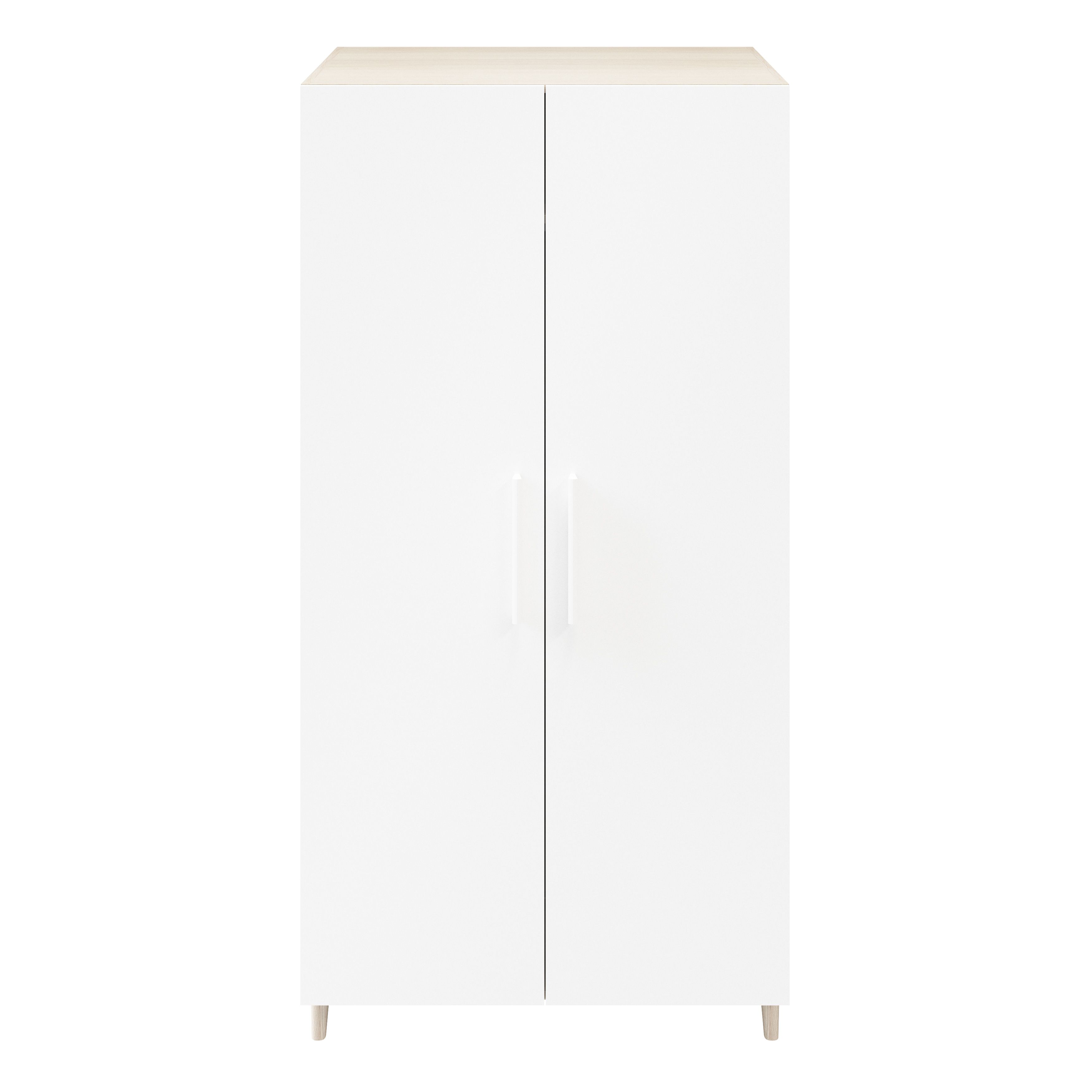 Evie matt & high gloss store white oak effect double wardrobe