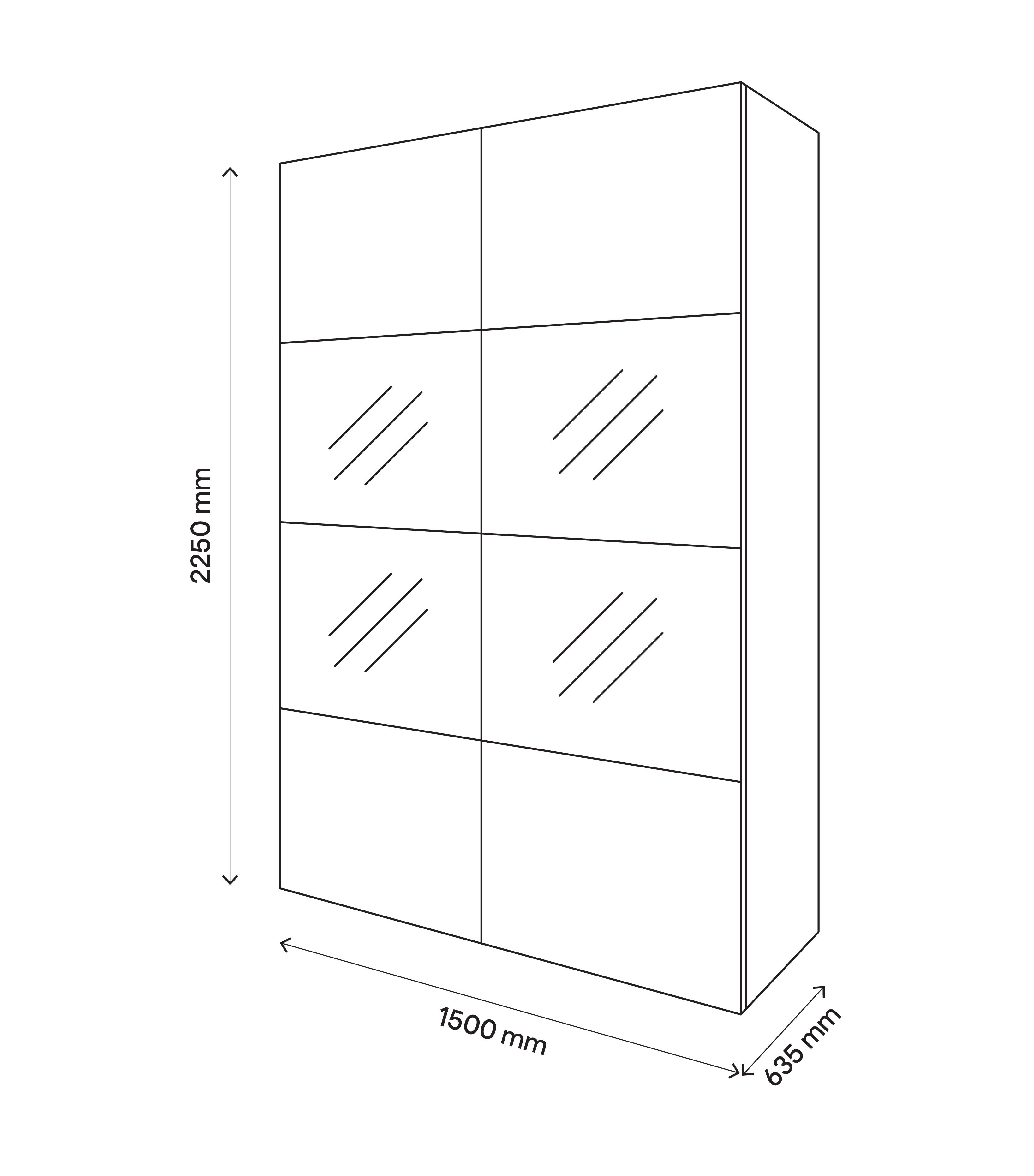 GoodHome Atomia Freestanding Modern Oak effect Particle board Large Double Wardrobe (H)2250mm (W)1500mm (D)655mm